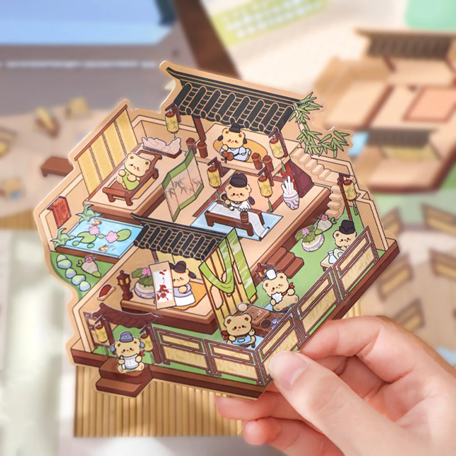 3D DIY House Sticker Scene Handmade Isometric Miniature Room Sticker 3D Visual Stickers PET Creative Gifts for Kids