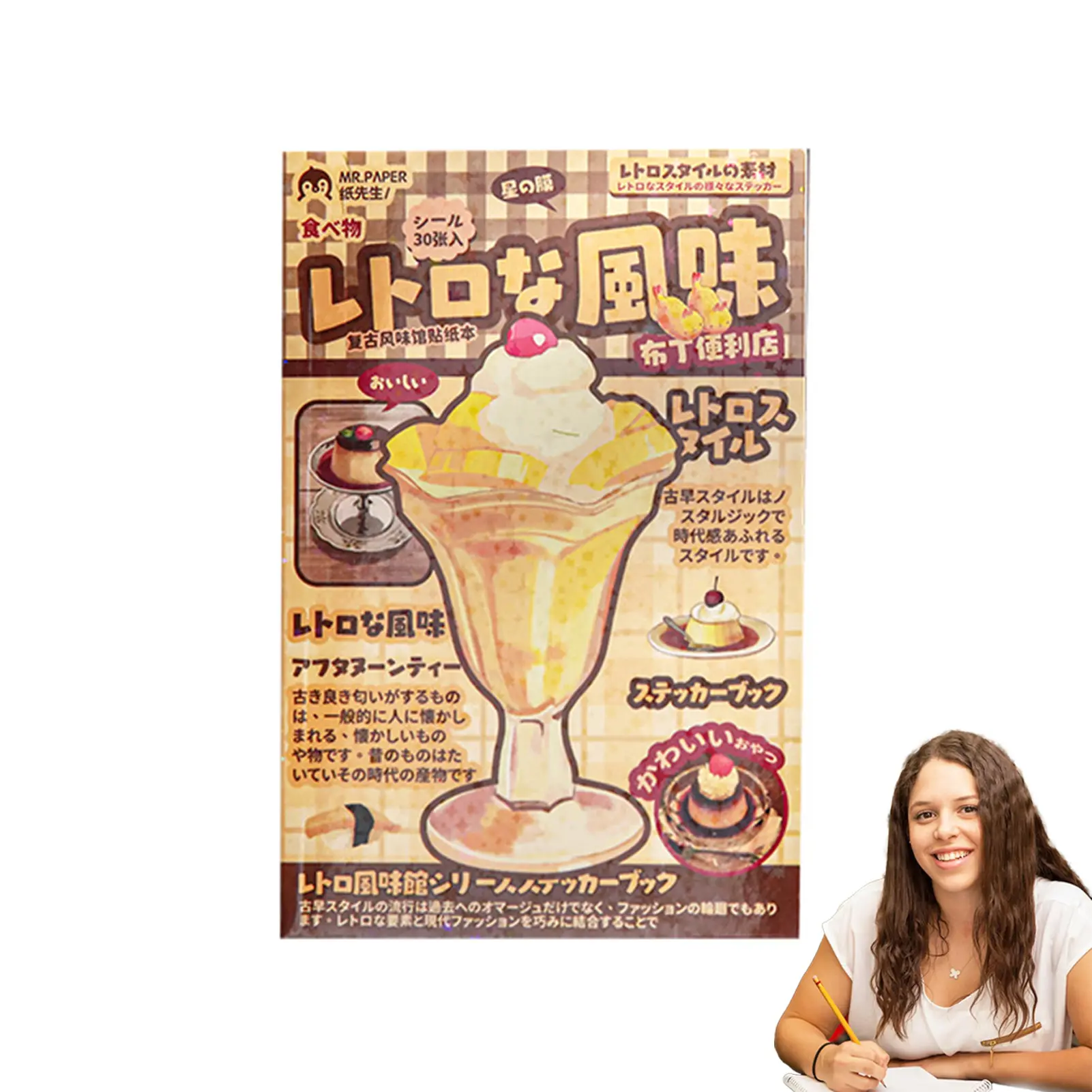Japanese Style Cute Stickers Book  Desserts Portable Easy to Tear Aesthetic Decorative Stickers for Scrapbook Books Cups