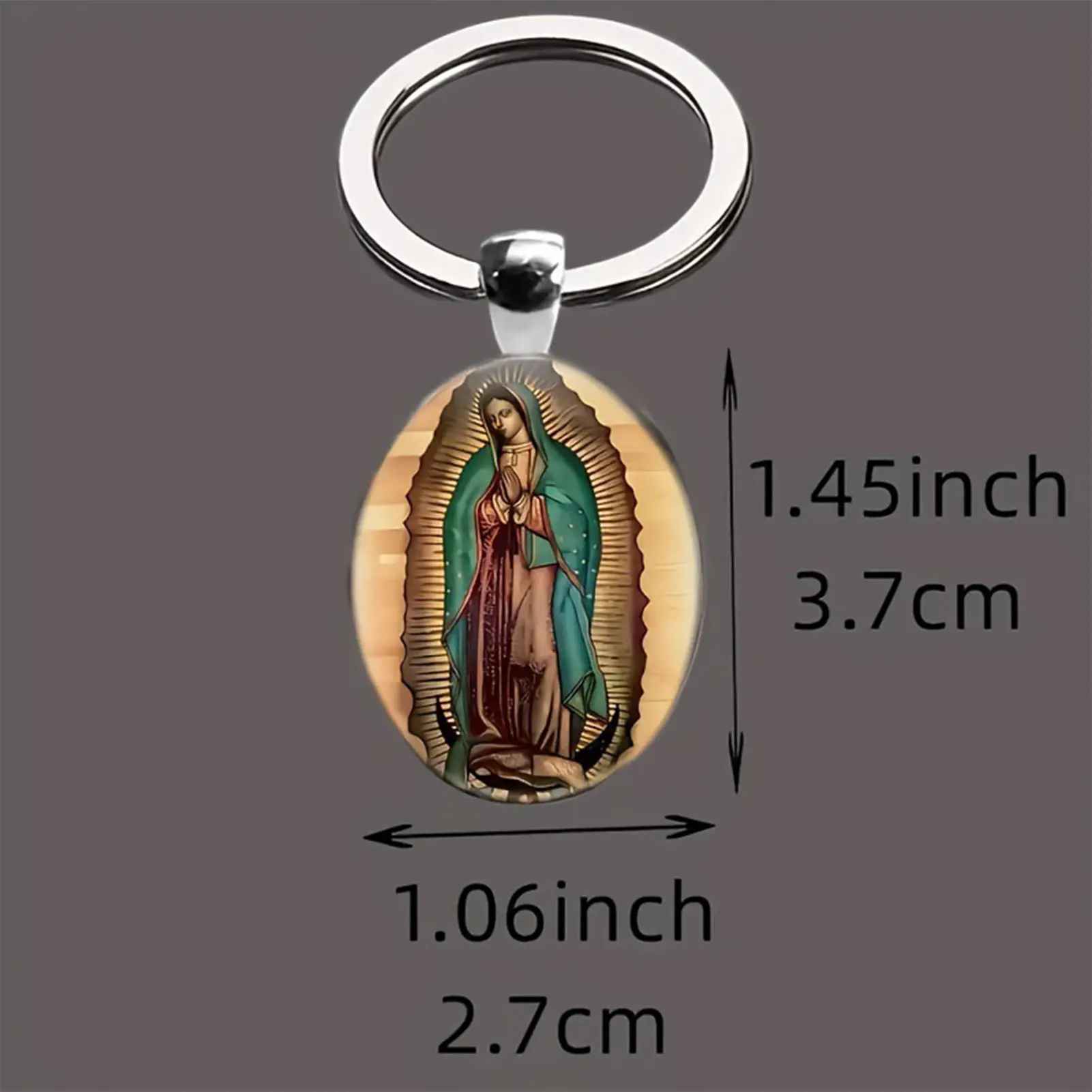 2025 Best Virgin Mary Keychain Glass Dome Retro Style Flat Alloy Key Chain Pendant Behind The Dome Durable And Convenien
