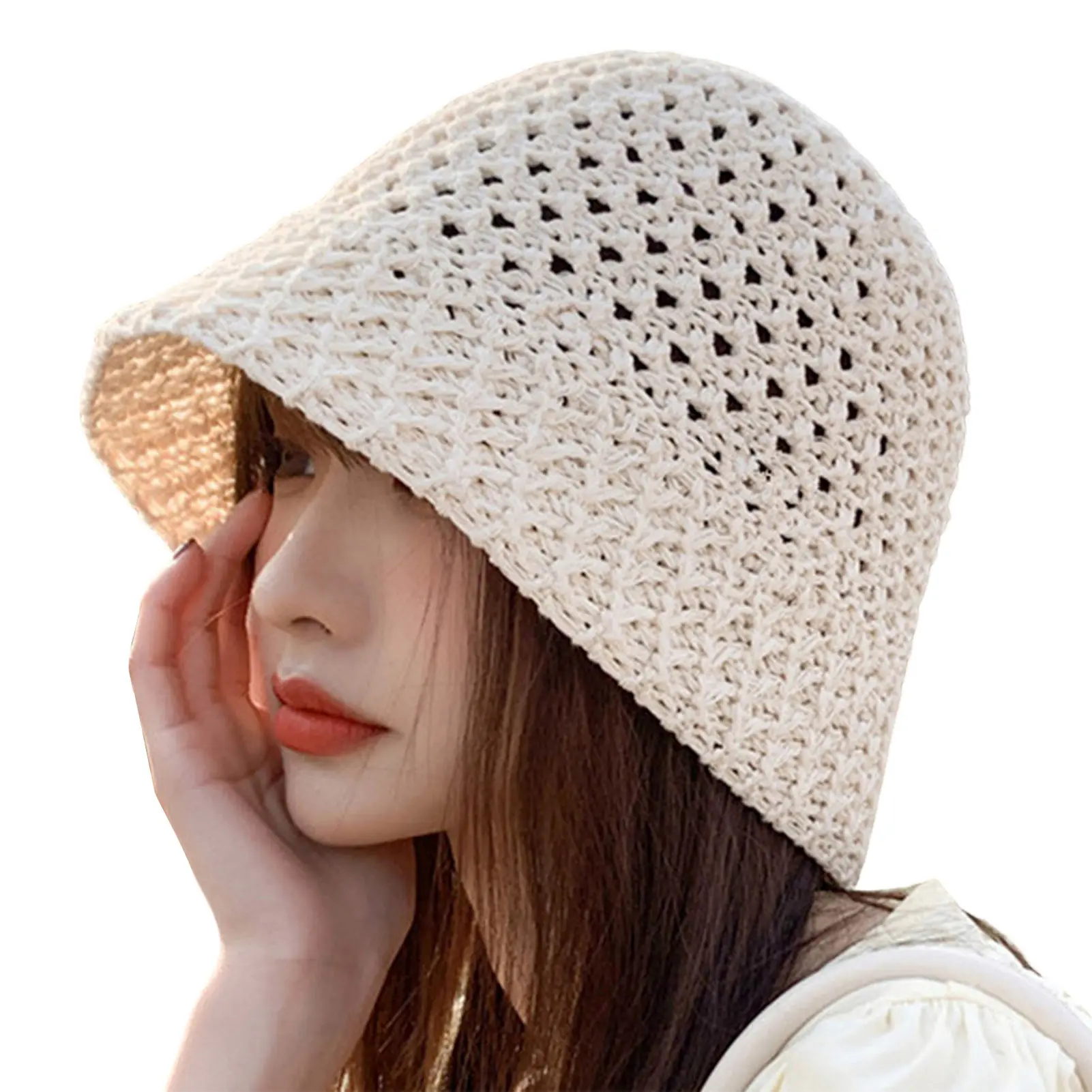 Hollow Fisherm Hat Womens  Sun Hat Breathable Mesh Lightweight Bucket Fisherman Hat Outdoor Camping Cycling Summer Travel Beach