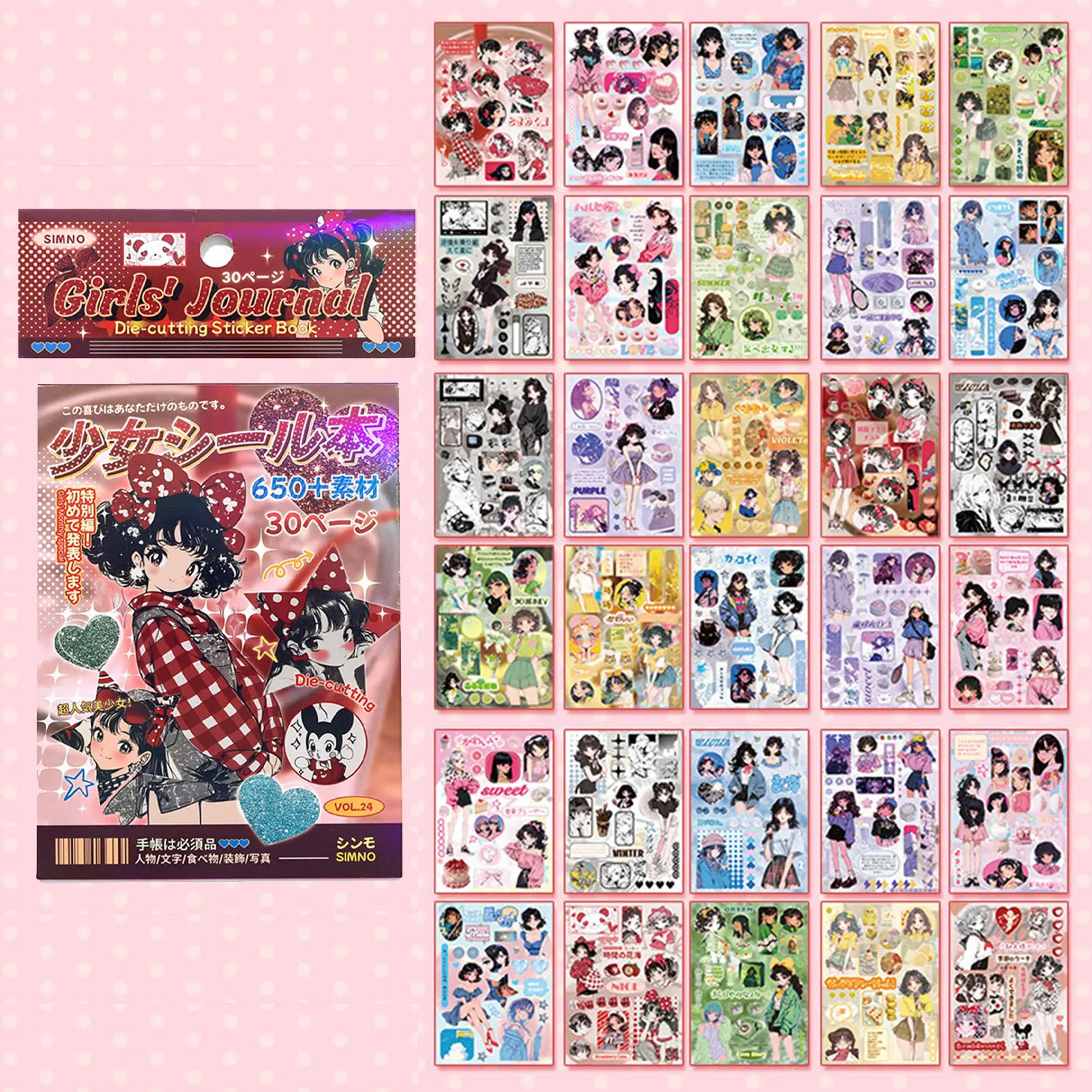 Sticker Book Japanese Anime Girly Stickers Showa-Era Style Millennium Memoirs Stickers for Scrapbooking Journals Art Projects