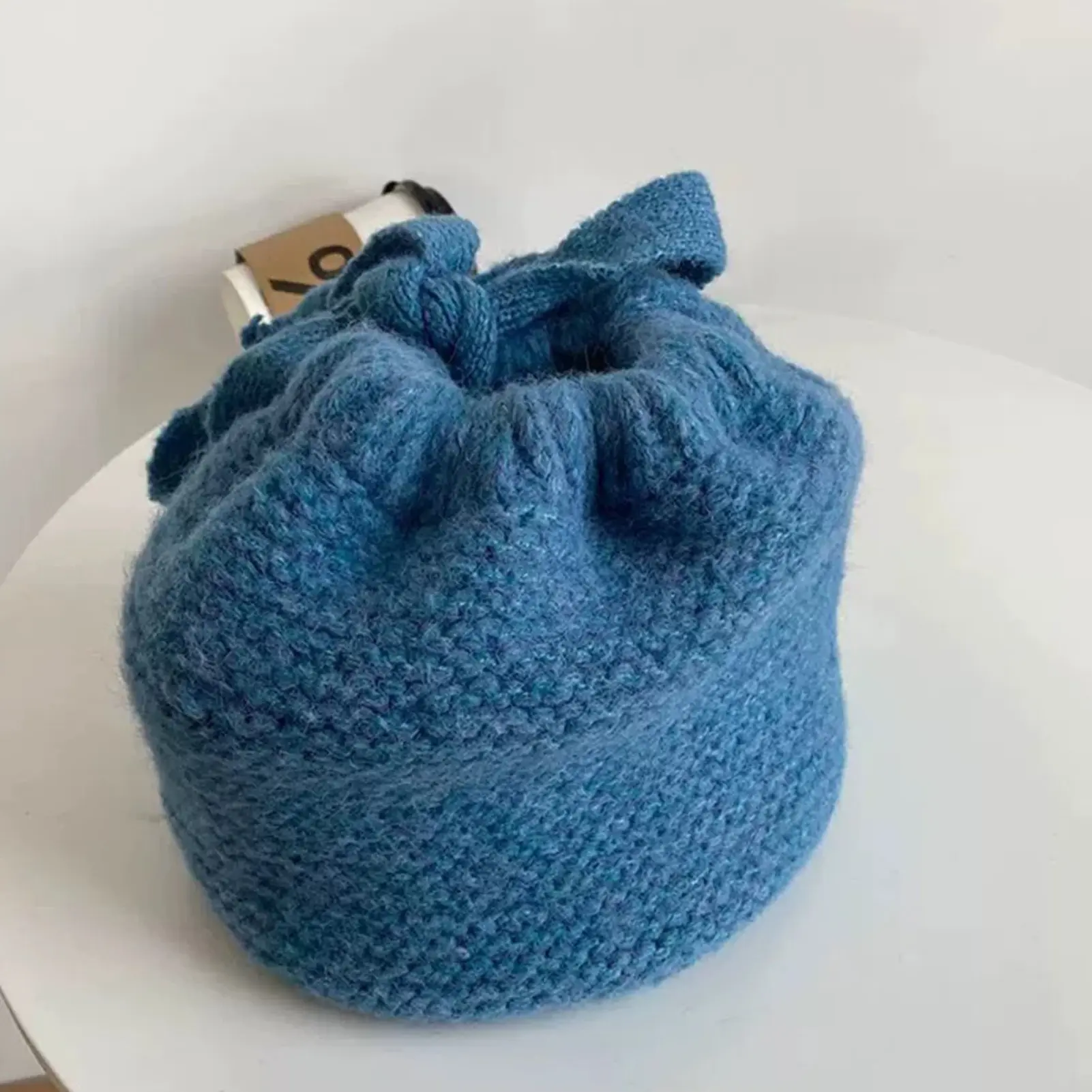 Korean Style Knitted Beanie Hat For Women‘s Adjustable Bow Tie Lazy Style Winter Warm Soft Stretchy Headwear Fashion Windproof