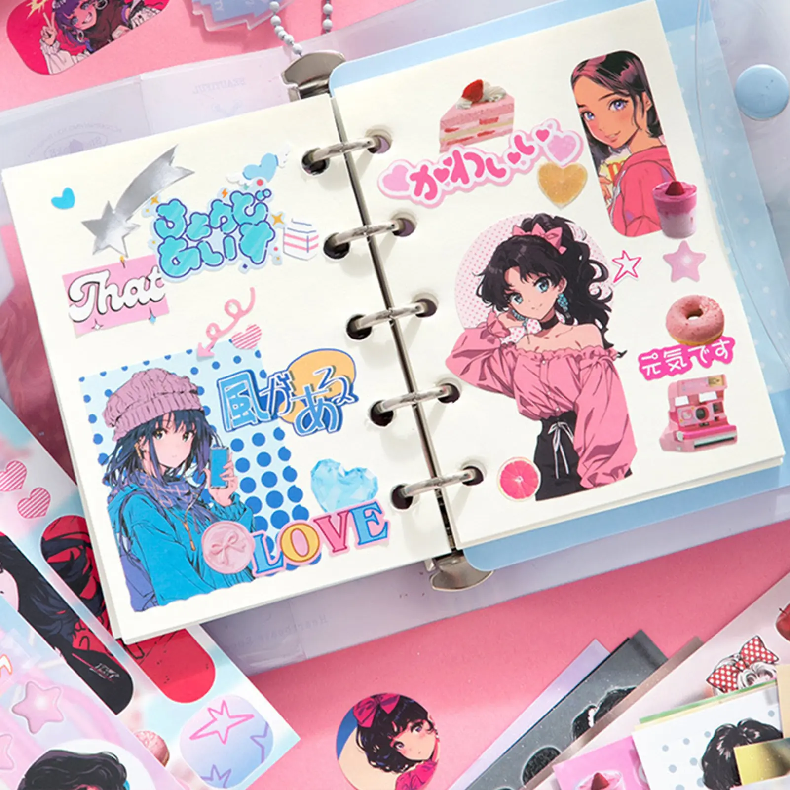 Sticker Book Japanese Anime Girly Stickers Showa-Era Style Millennium Memoirs Stickers for Scrapbooking Journals Art Projects