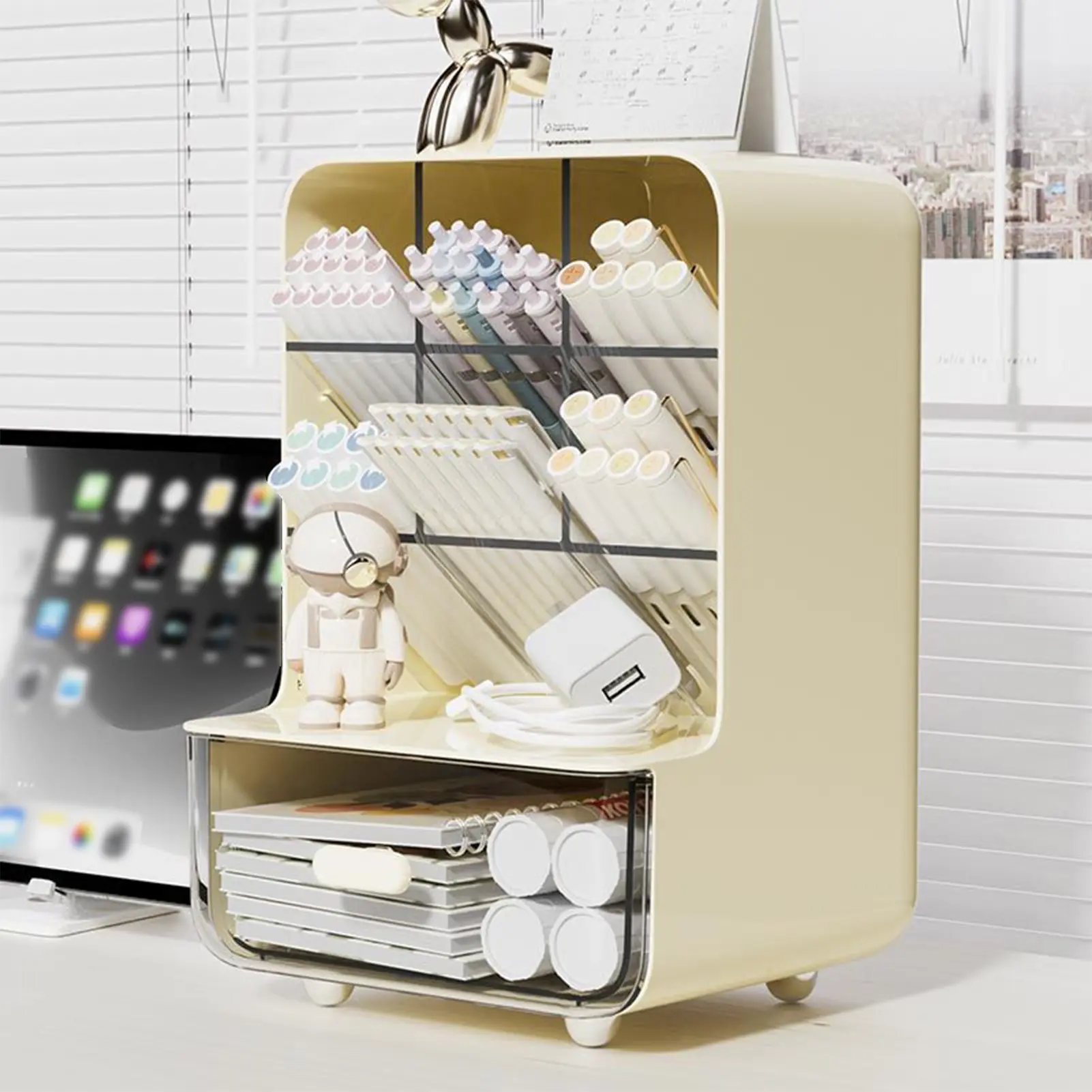 Students' Large-capacity Oblique Pen Holder Desk Stationery Storage Box School Office Desk Sundry Storage Rack Desk Storage Box