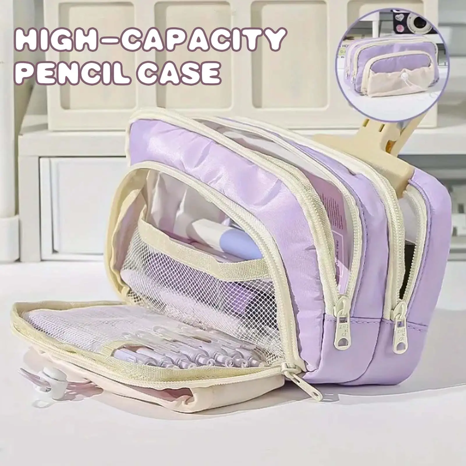 1pc Simple Large Capacity Pencil Case Student Ins Style Stationery Bag Office Culture And Educational Supplies School Student