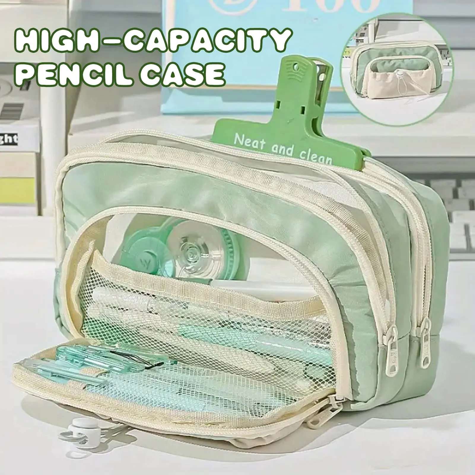 1pc Simple Large Capacity Pencil Case Student Ins Style Stationery Bag Office Culture And Educational Supplies School Student