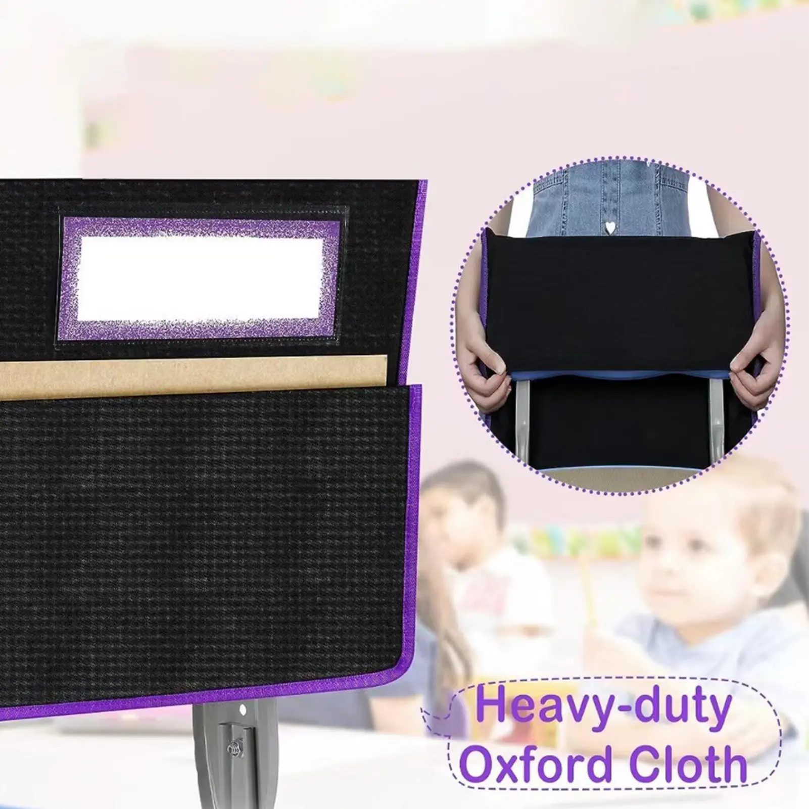 School Seat Chair Storage Pocket Chairback Buddy Organizer Pockets with Label Slot Multiple Pockets for School Home Classroom