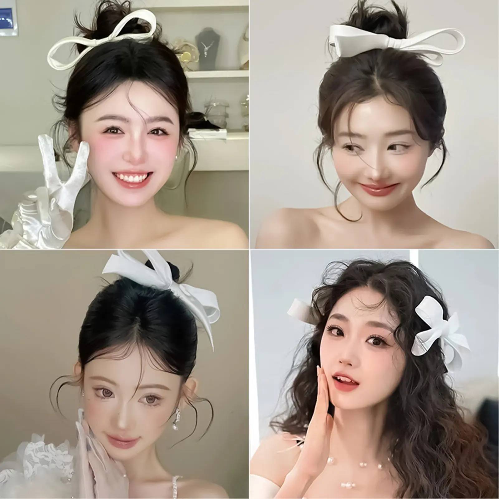 1pcs Sweet Hairpin Satin Ballet Ribbon White Style Hairpin Side Clip Korean Girl Grab Female Headdress Hair Accessories
