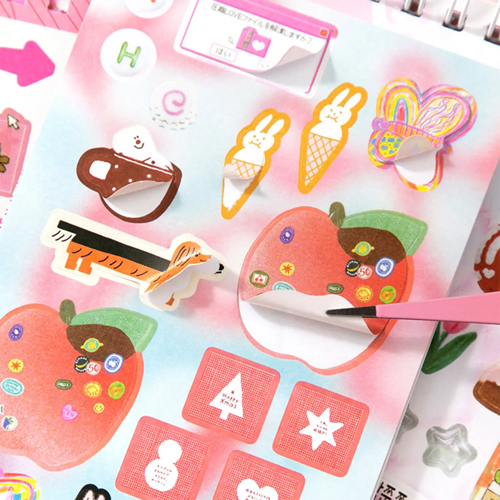 Cute Girly Die-Cut t Stickers Book Funny Trendy DIY Craft Decorative Sticker Korean Style Decorative Sticker Books Cups Pen