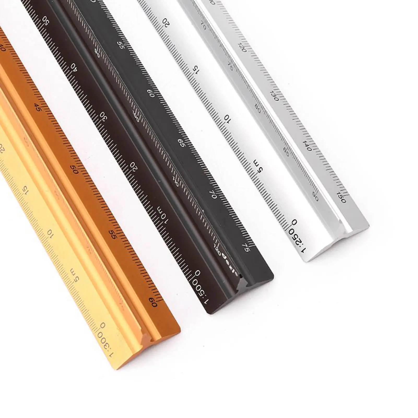 30cm,Triangular,Aluminum Drafting Scale Ruler Aluminum Alloy 3-Sided Scale High Impact Resistant Aluminum Scale Ruler  Drawing