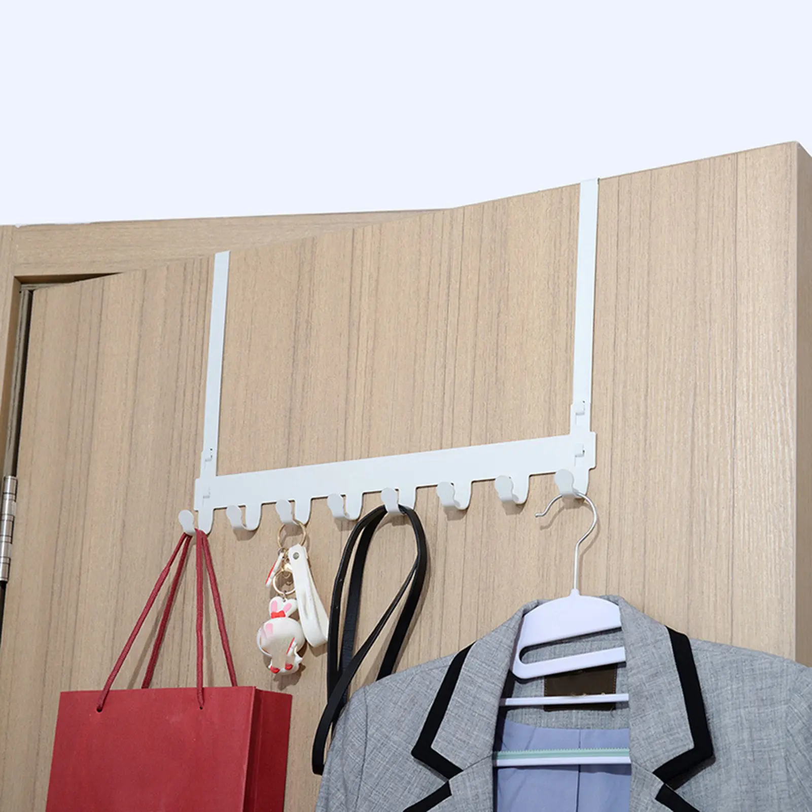 Punch-free Door Behind Wrought Iron Hook Clothes Coat Towel Rack Home Bathroom Finishing Rack Kitchen Accessories Rack