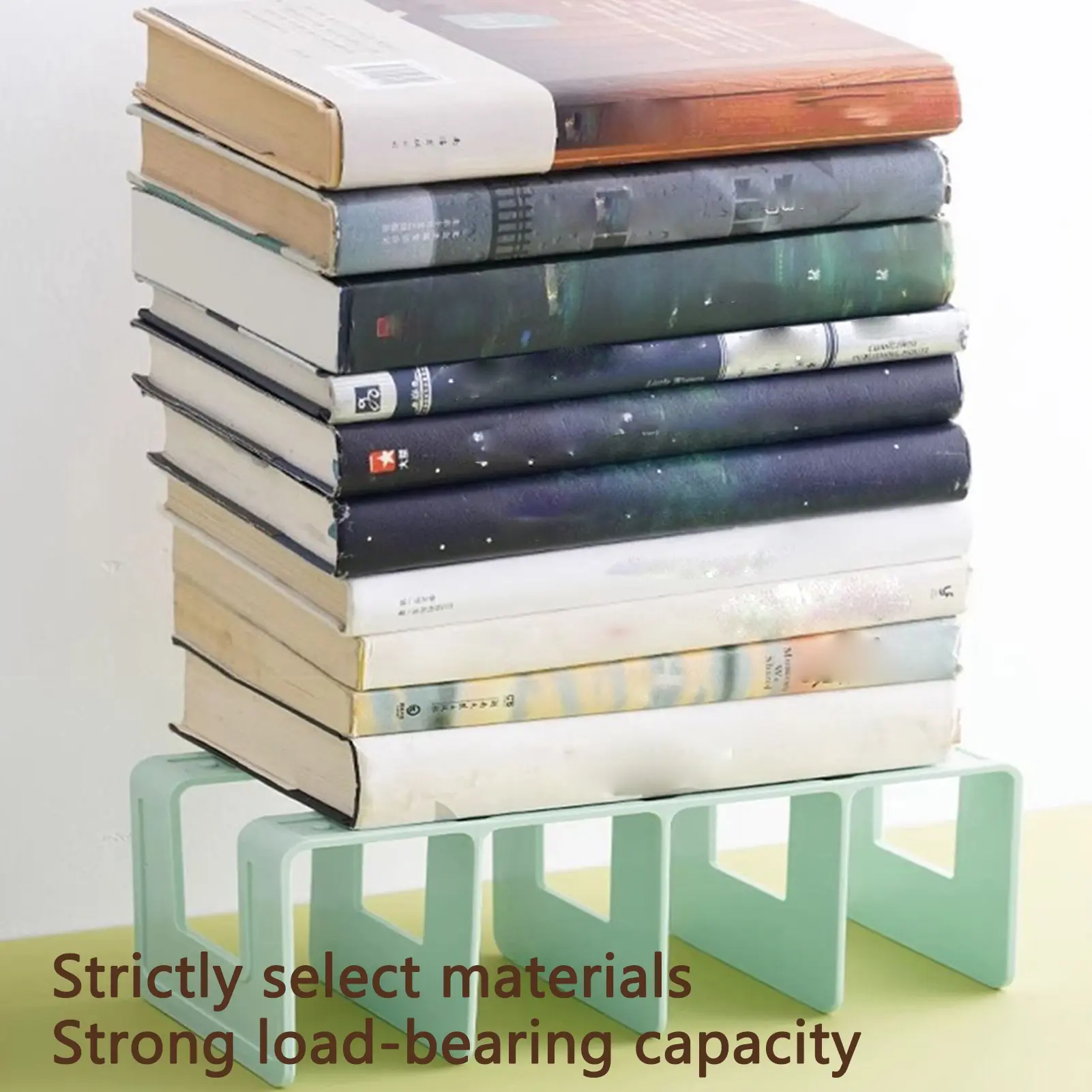 ABS Bookends Stand Bookshelf Divider Book Paper Files Storage Rack 4 Compartments Rack Book Organizer for Home Office Classroom