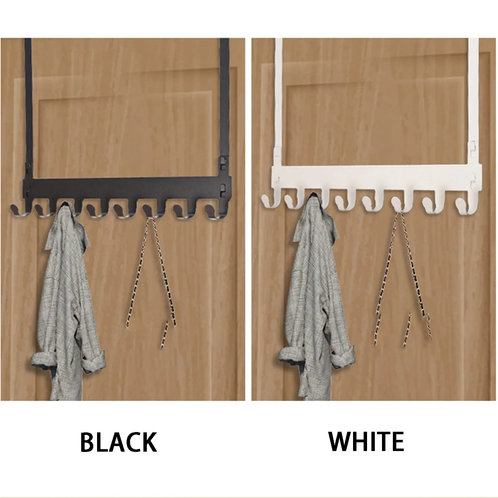 Punch-free Door Behind Wrought Iron Hook Clothes Coat Towel Rack Home Bathroom Finishing Rack Kitchen Accessories Rack