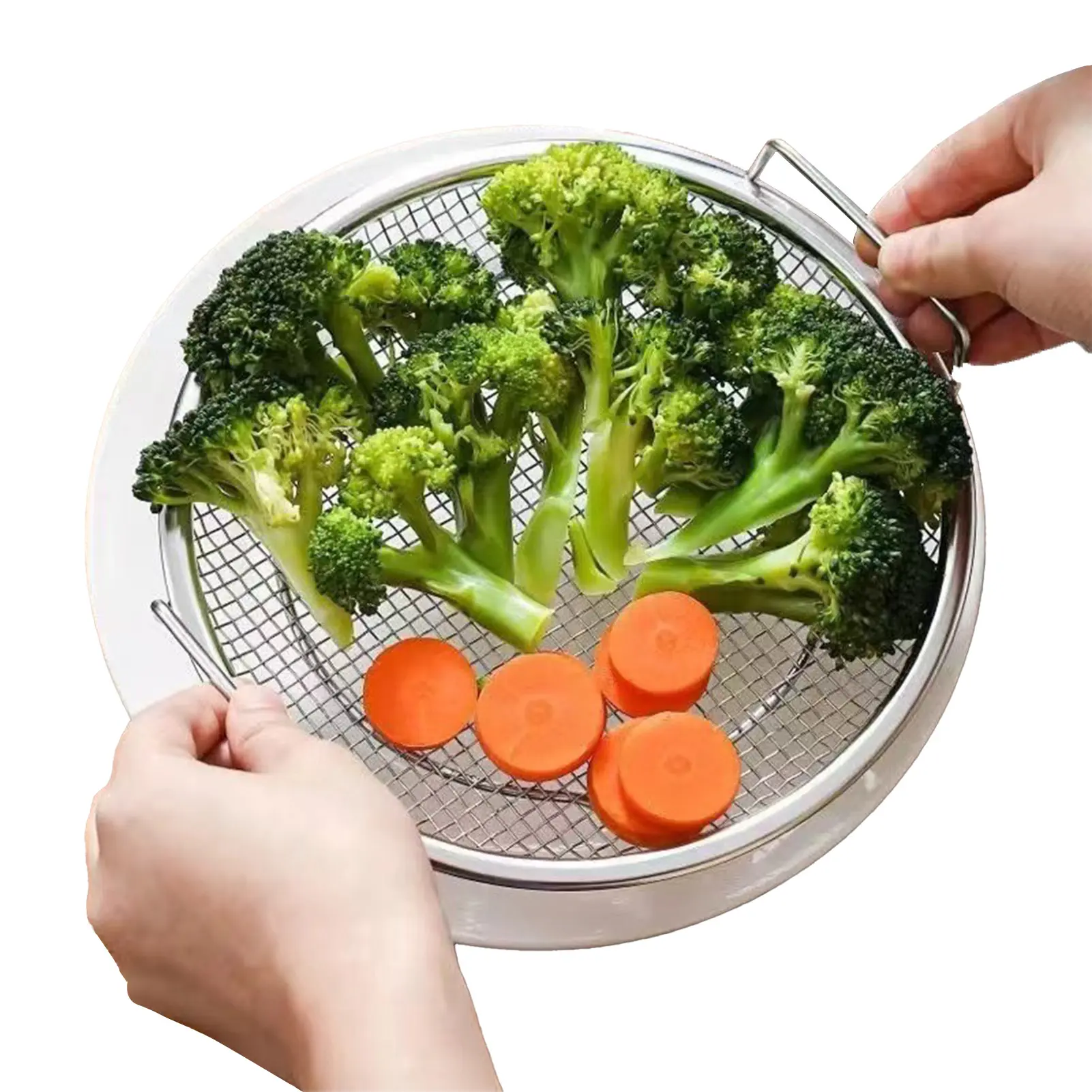 Outdoor Barbecue Frying Oil Drain Rack Stainless Steel Mesh Filter Basket With Tray Multifunctional Kitchen Binaural Mesh Screen