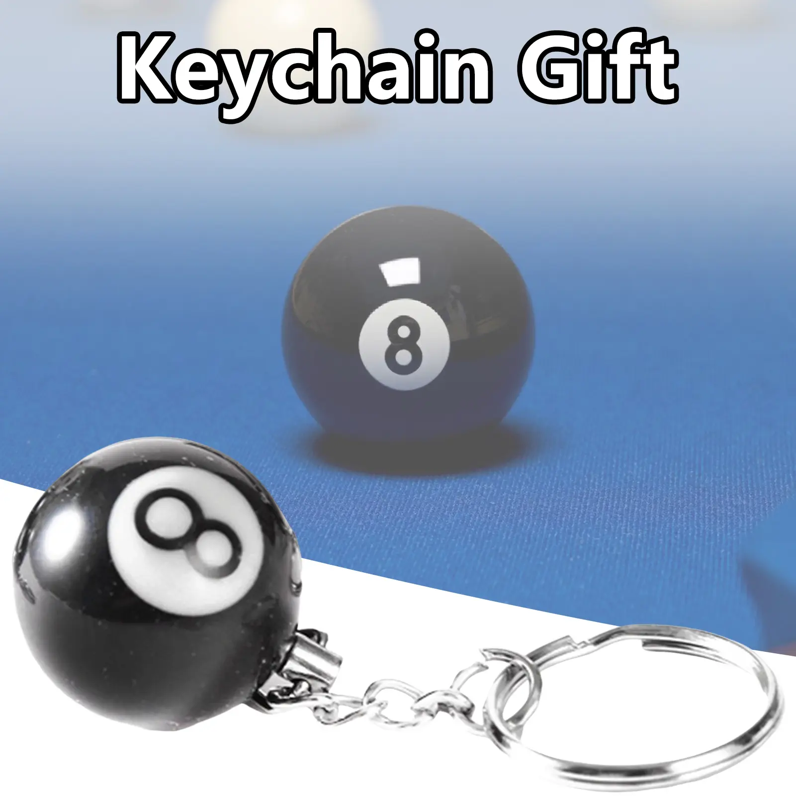 Mini Fashion Creative Billiard Pool Keychain Table Ball Keyring Lucky Black No.8 Keychain Stainless Steel Pendant Gift