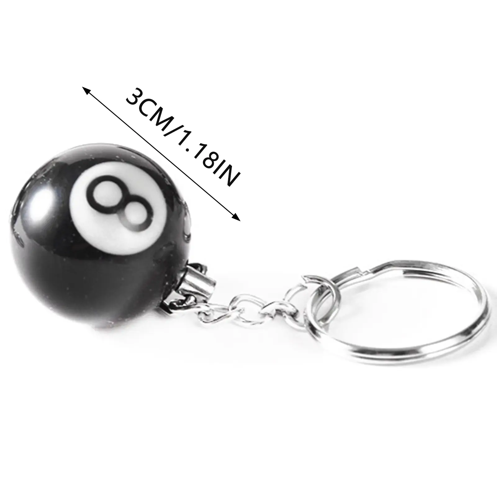 Mini Fashion Creative Billiard Pool Keychain Table Ball Keyring Lucky Black No.8 Keychain Stainless Steel Pendant Gift