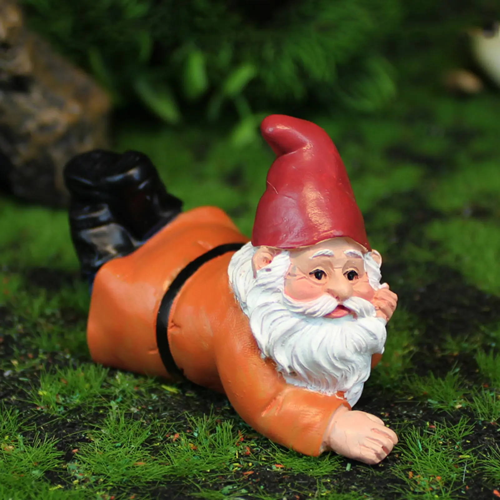Yellow Green Gnome Lying Drunk Gnome Statue Fairy Garden Decorative Ornaments Flowerpot Landscape Outdoor Figurine Ornaments