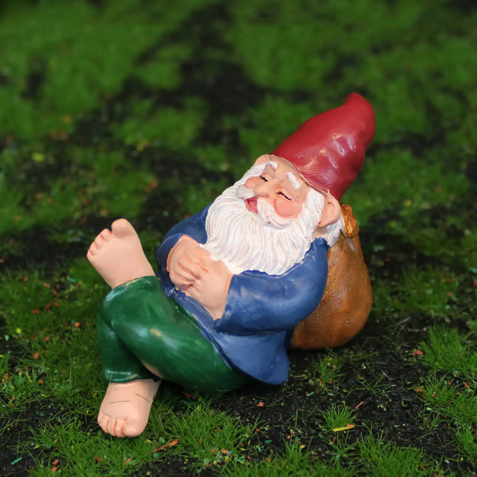 Yellow Green Gnome Lying Drunk Gnome Statue Fairy Garden Decorative Ornaments Flowerpot Landscape Outdoor Figurine Ornaments