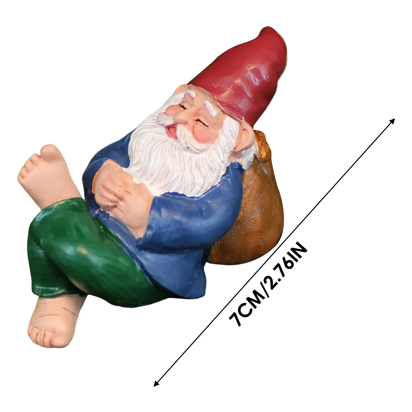 Yellow Green Gnome Lying Drunk Gnome Statue Fairy Garden Decorative Ornaments Flowerpot Landscape Outdoor Figurine Ornaments