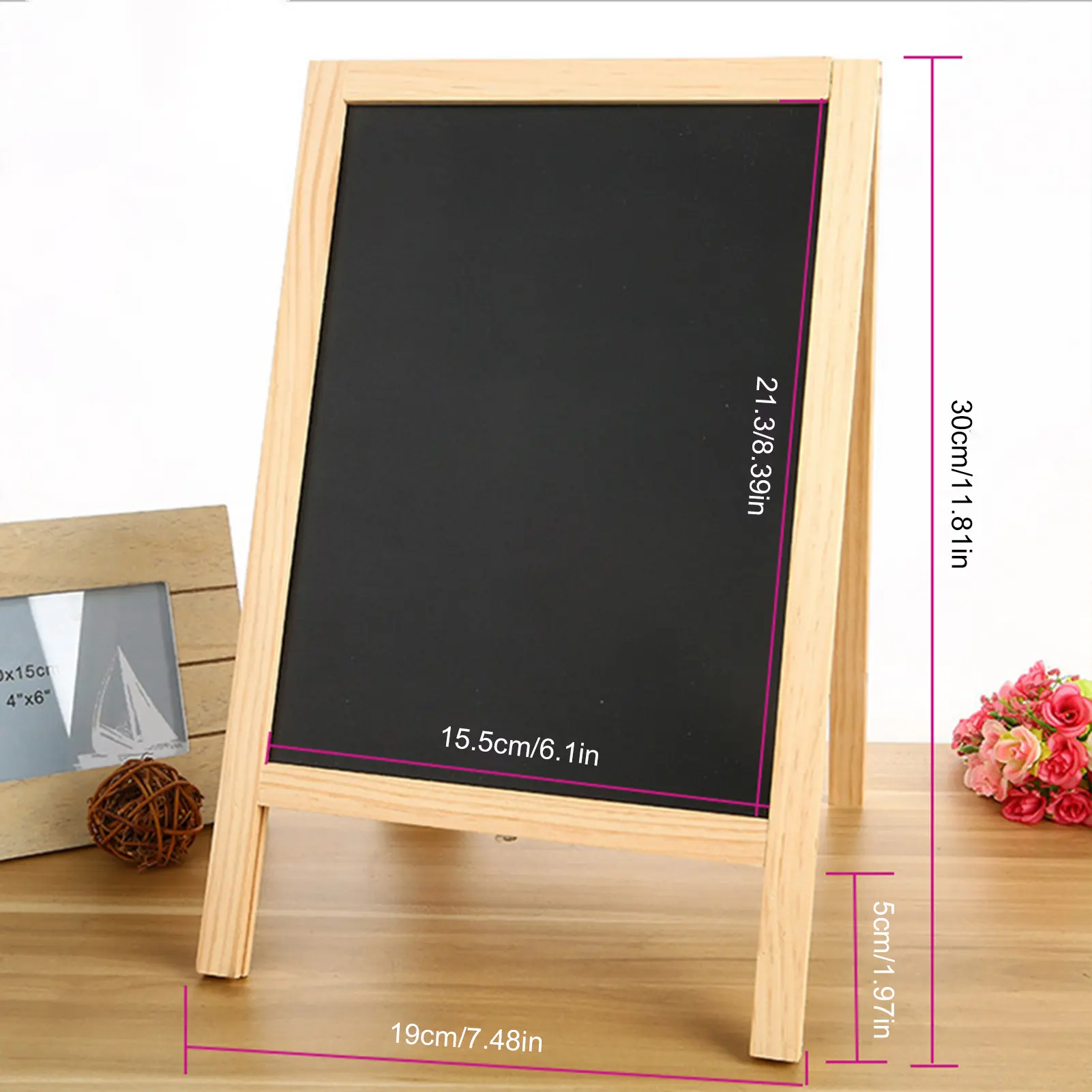 1Pc Independent Double-sided Blackboard Wooden A Frame Is Used For Sketchpad Teaching Mini Board Activity Sign Party Decoration