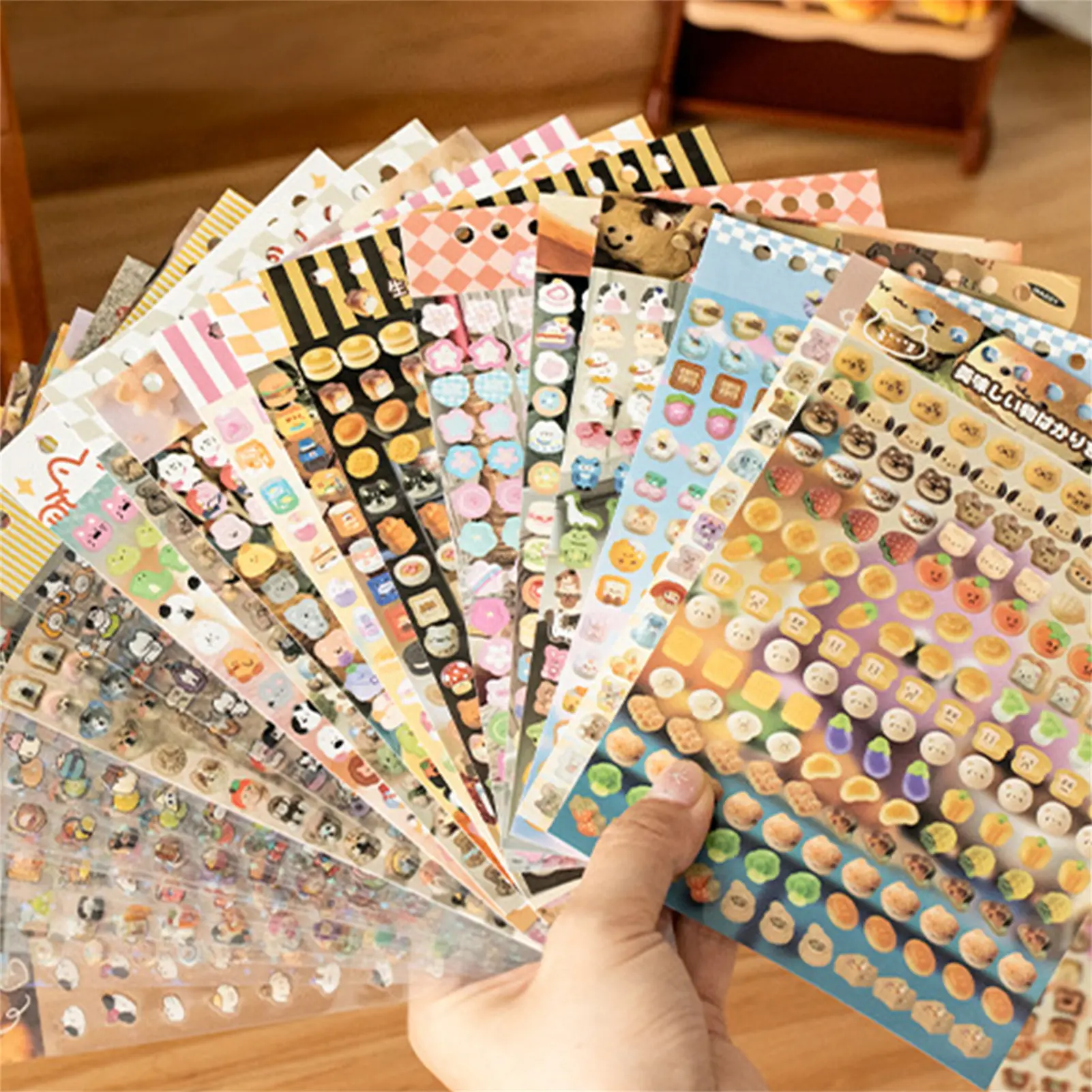 Vintage Aesthetic Die-cut Stickers Books Cute Dolls Cakes Cuisines Sticker Book Mini Multi-theme Stickers DIY Supplies Back