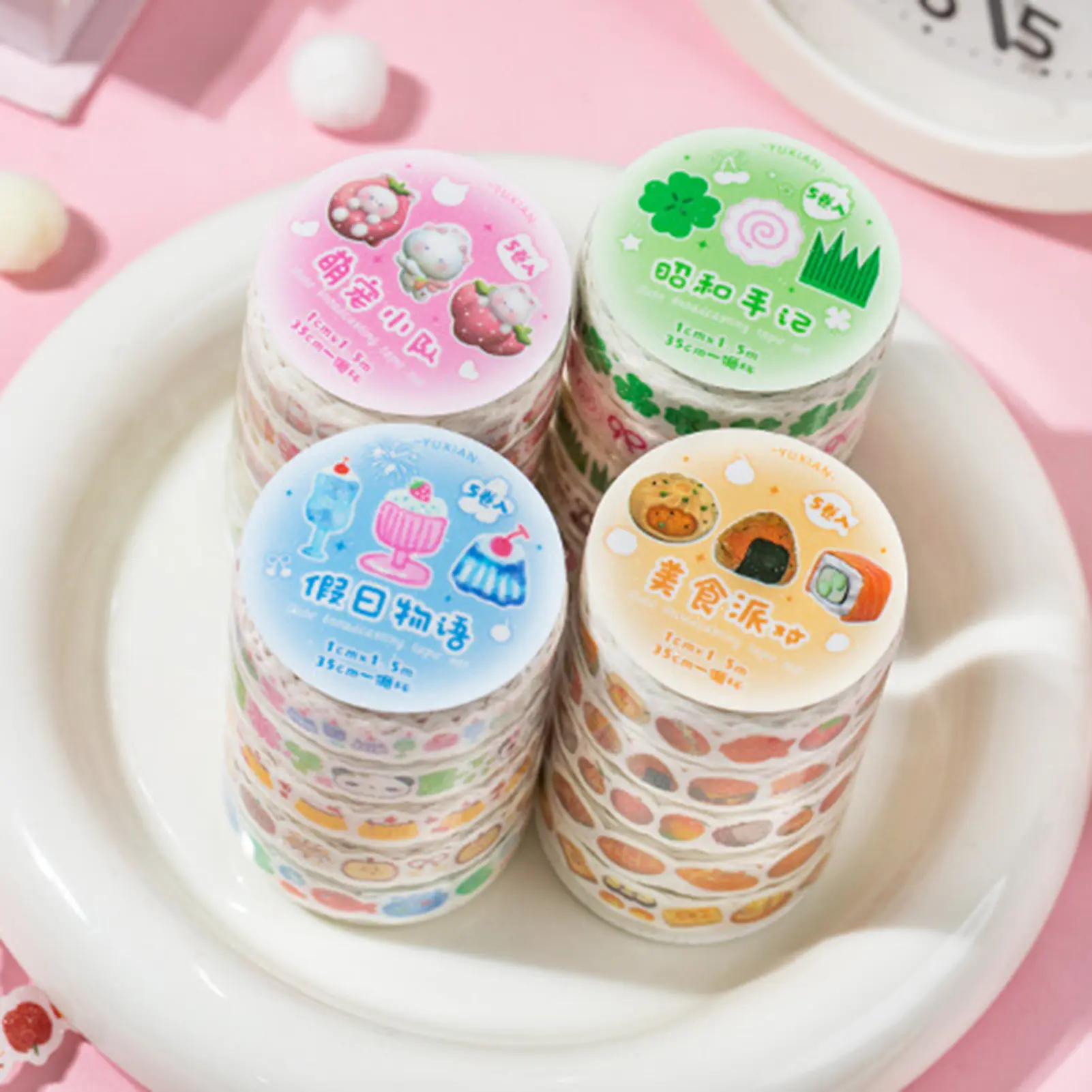 5 Rolls/set Washi Tape Little Fresh Decorative Tape Cute Cartoon Special-shaped Washi Tape Journal Diy Tapes Set orean Style
