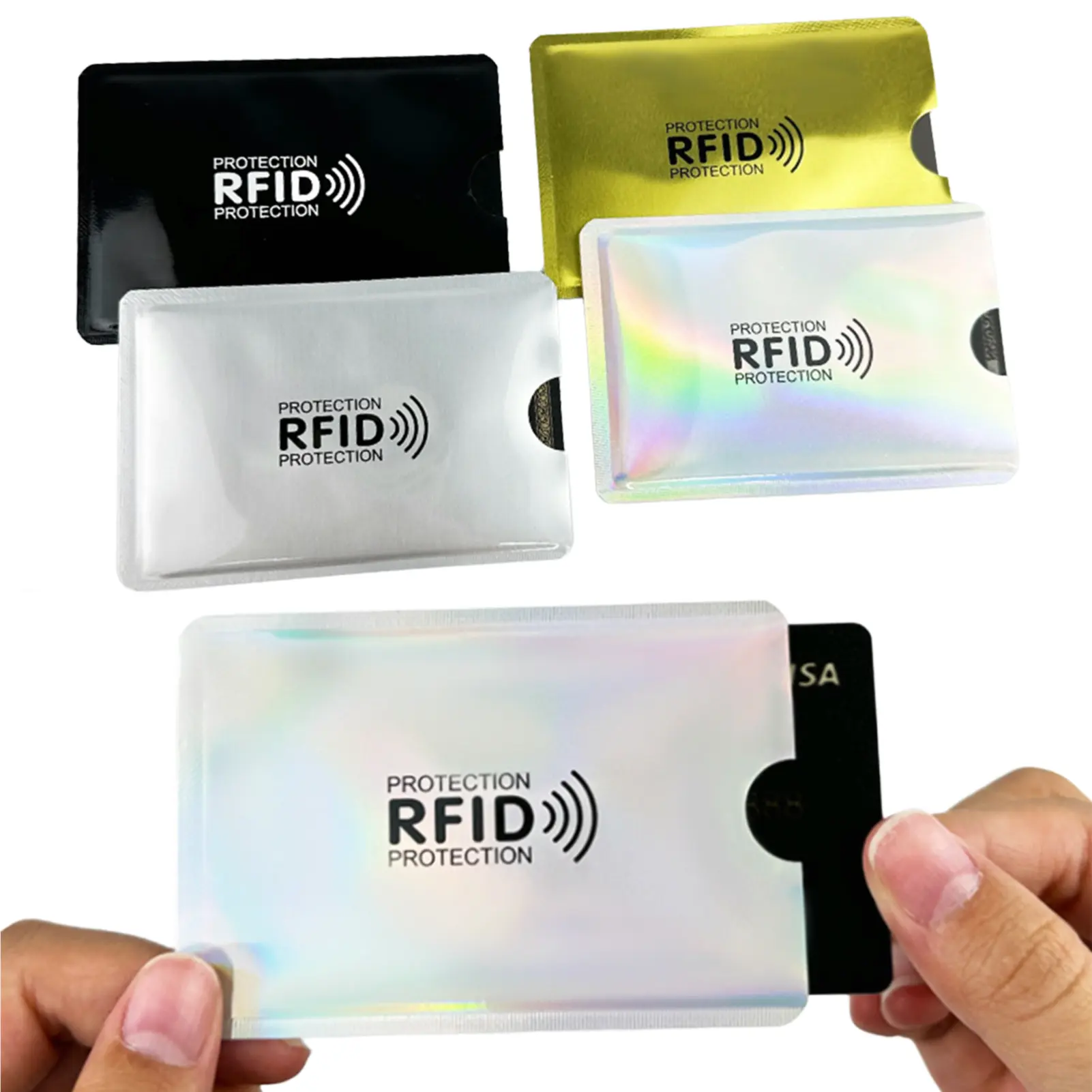 1Pc New Anti Bank Card Holder Metal Nfc Blocking Reader Lock Id Credit Card Bag Men Women Laser Aluminium Card Case Protect