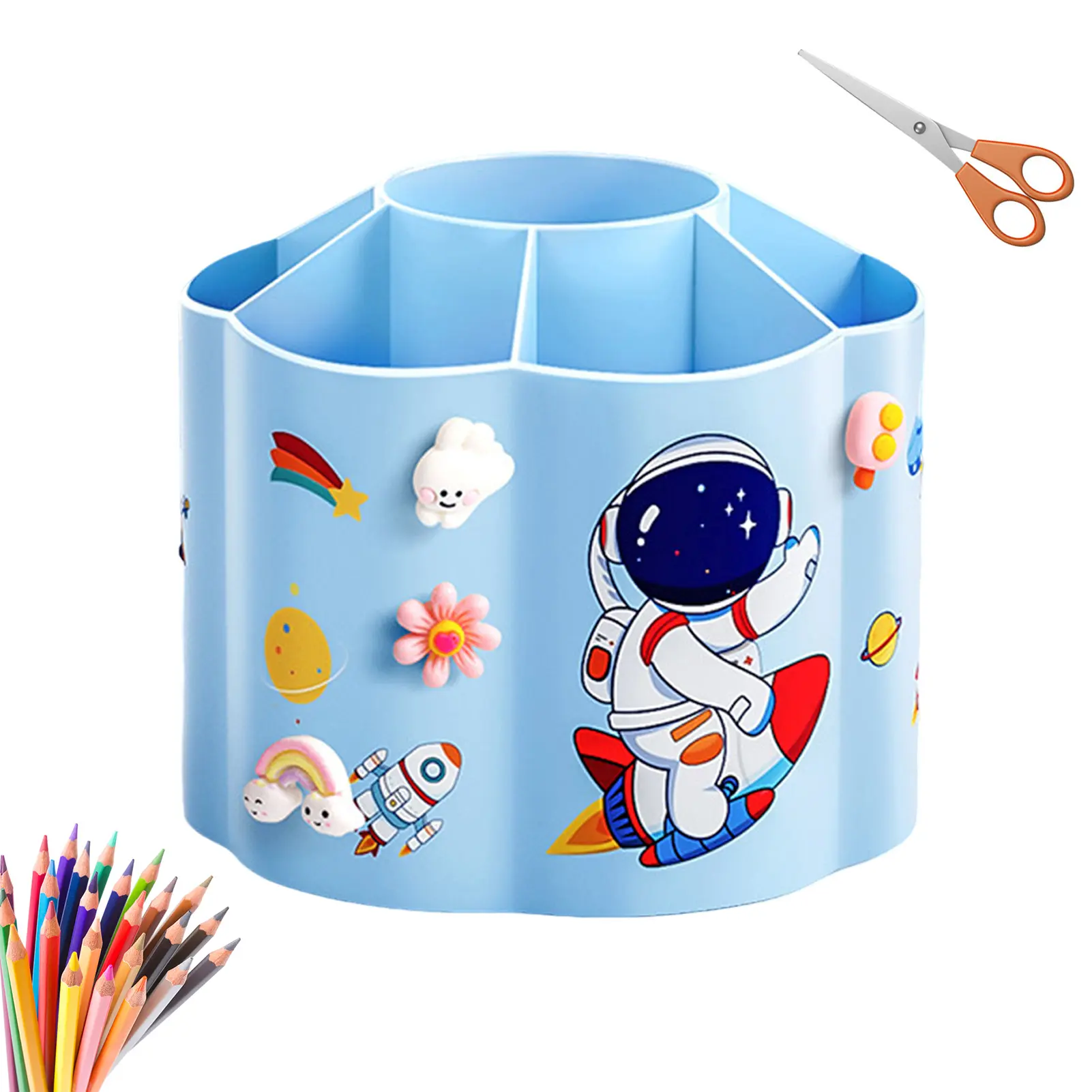 360 Rotating Pen Holder Diy Multifunctional Large-capacity Desk Storage Box Cosmetic Pen Student Stationery Children's Gifts