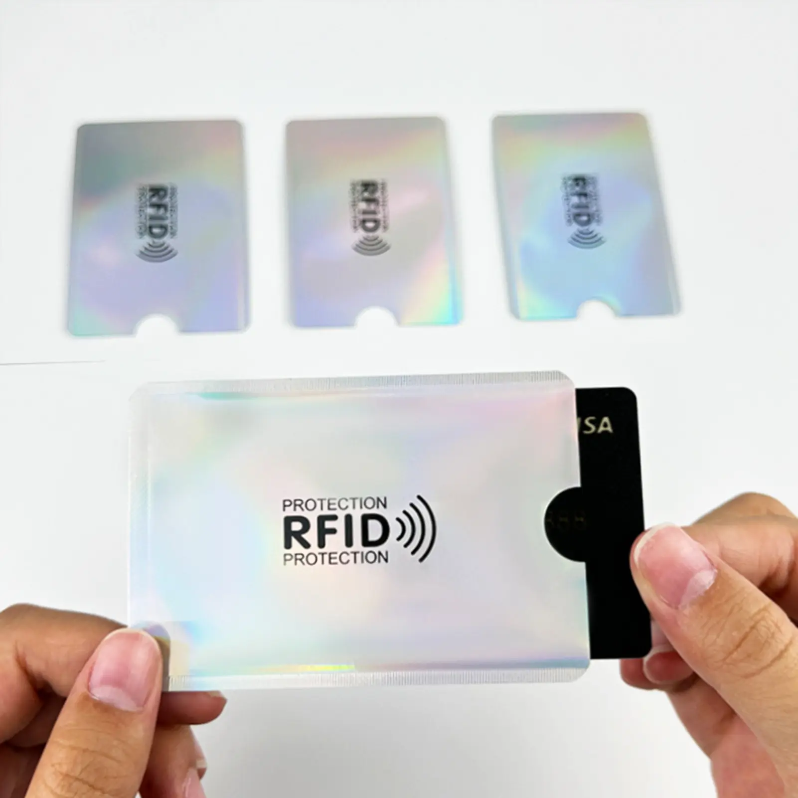 1Pc New Anti Bank Card Holder Metal Nfc Blocking Reader Lock Id Credit Card Bag Men Women Laser Aluminium Card Case Protect