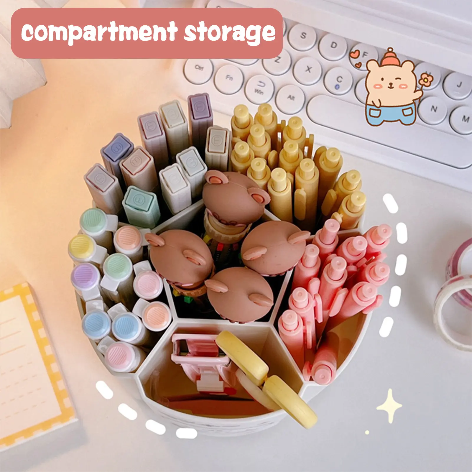 360 Rotating Pen Holder Diy Multifunctional Large-capacity Desk Storage Box Cosmetic Pen Student Stationery Children's Gifts