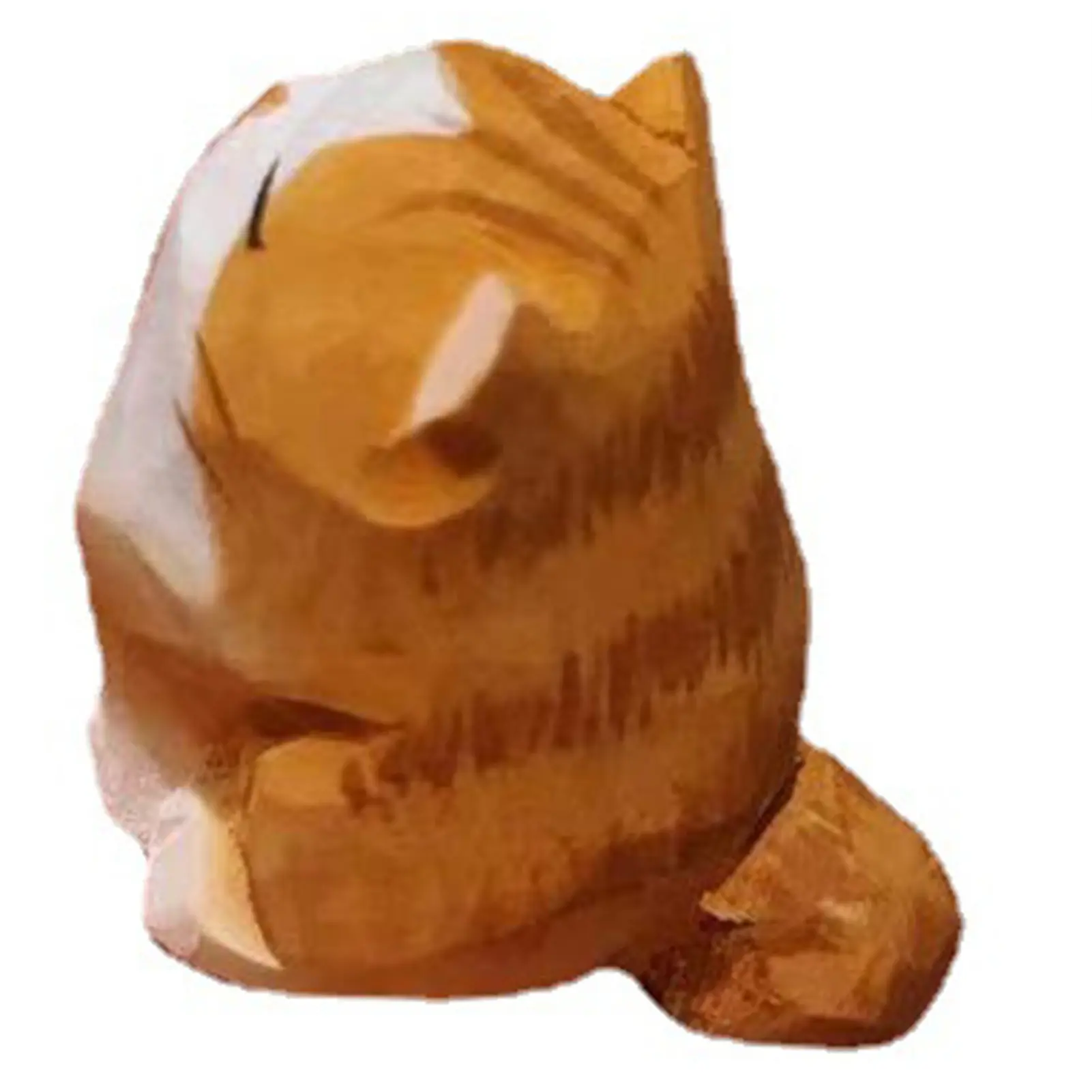 Hand Carving Wooden Cat Statue Cute Mini Cat Statues Home Office Desktop Decor Handmade Wood Kitten Carving Gift for Cat Lovers
