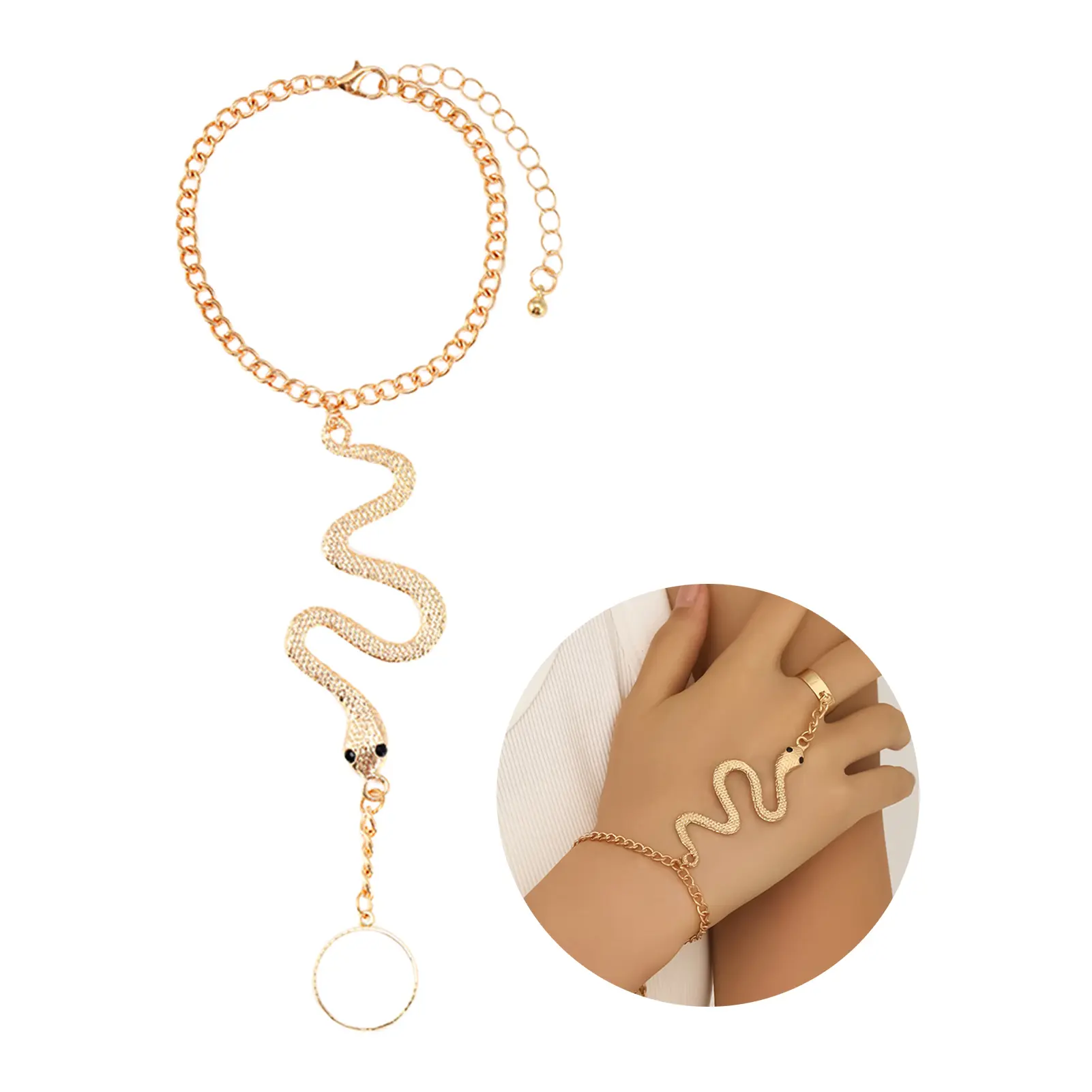 Unique Gothic Bracelet Connecting Finger Snake Bracelet Female 2025 Exaggerated Animal Vracelet Simple Personality Jewelry Gift