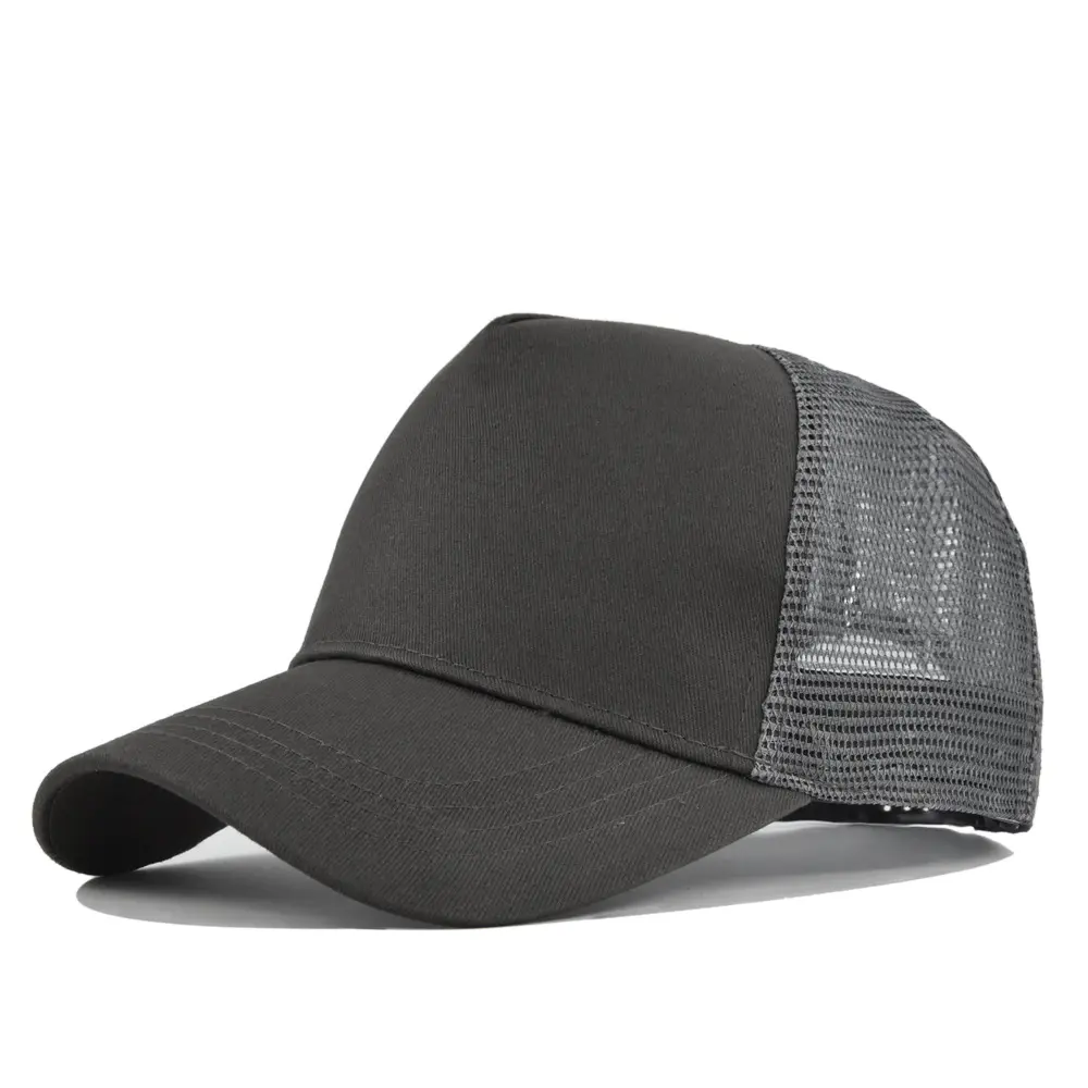 Solid Color Truck Hat Cotton Breathable Baseball Cap Female Male Summer Sunshade Net Hat Big Head Bent Brim Hat Exquisite Gift