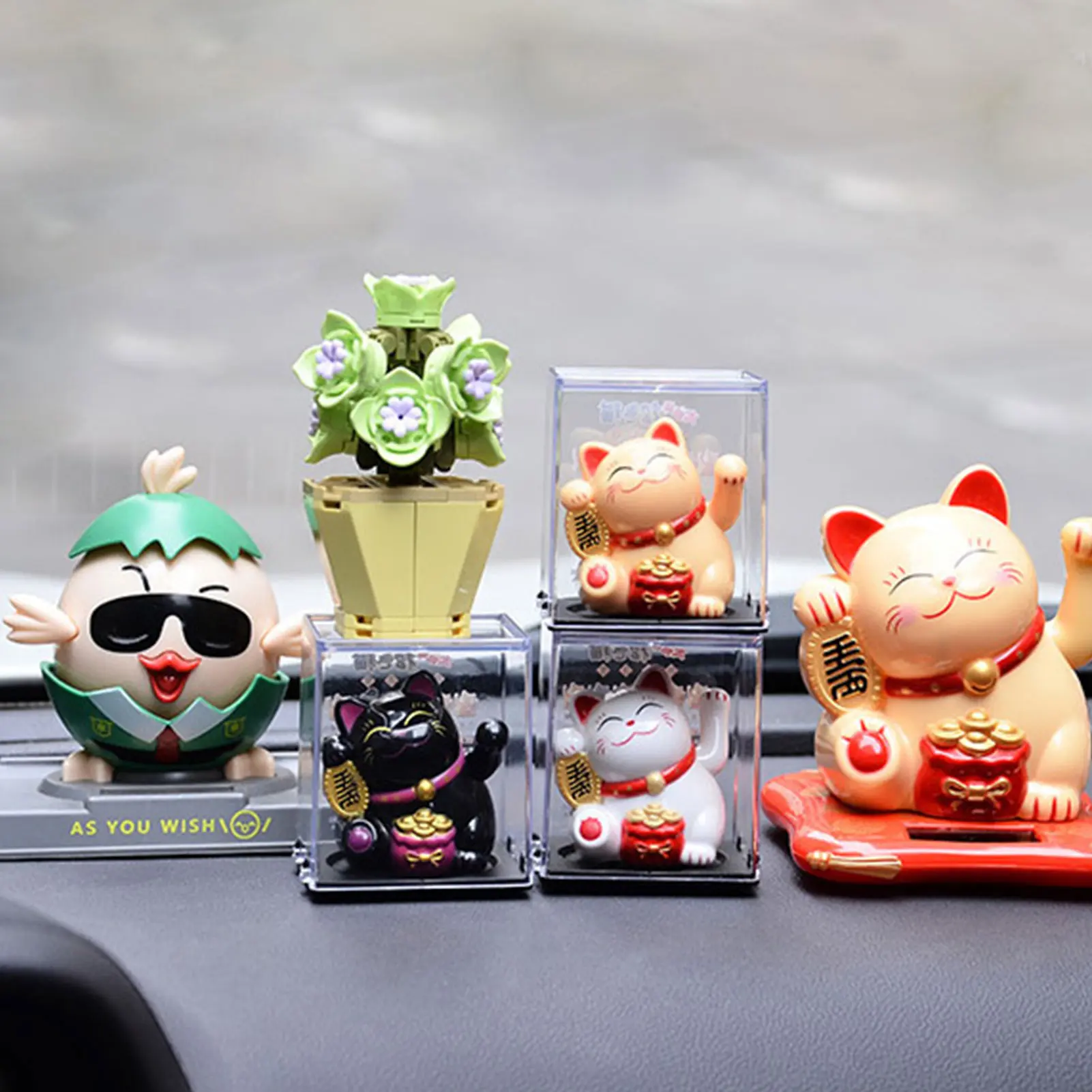 1pcs Solar Lucky Cat Mini Ornaments Shop Living Room Car Cute Creative Home Accessories Wealth Good Luck Exquisite Gift