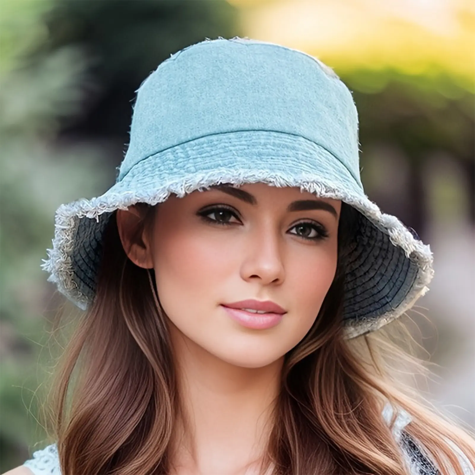 Women Sun Hat Trendy Summer Bucket Hat Outdoor Breathable Summer Denim Fisherman Hats for Beach Vacation Headwear Girls Caps