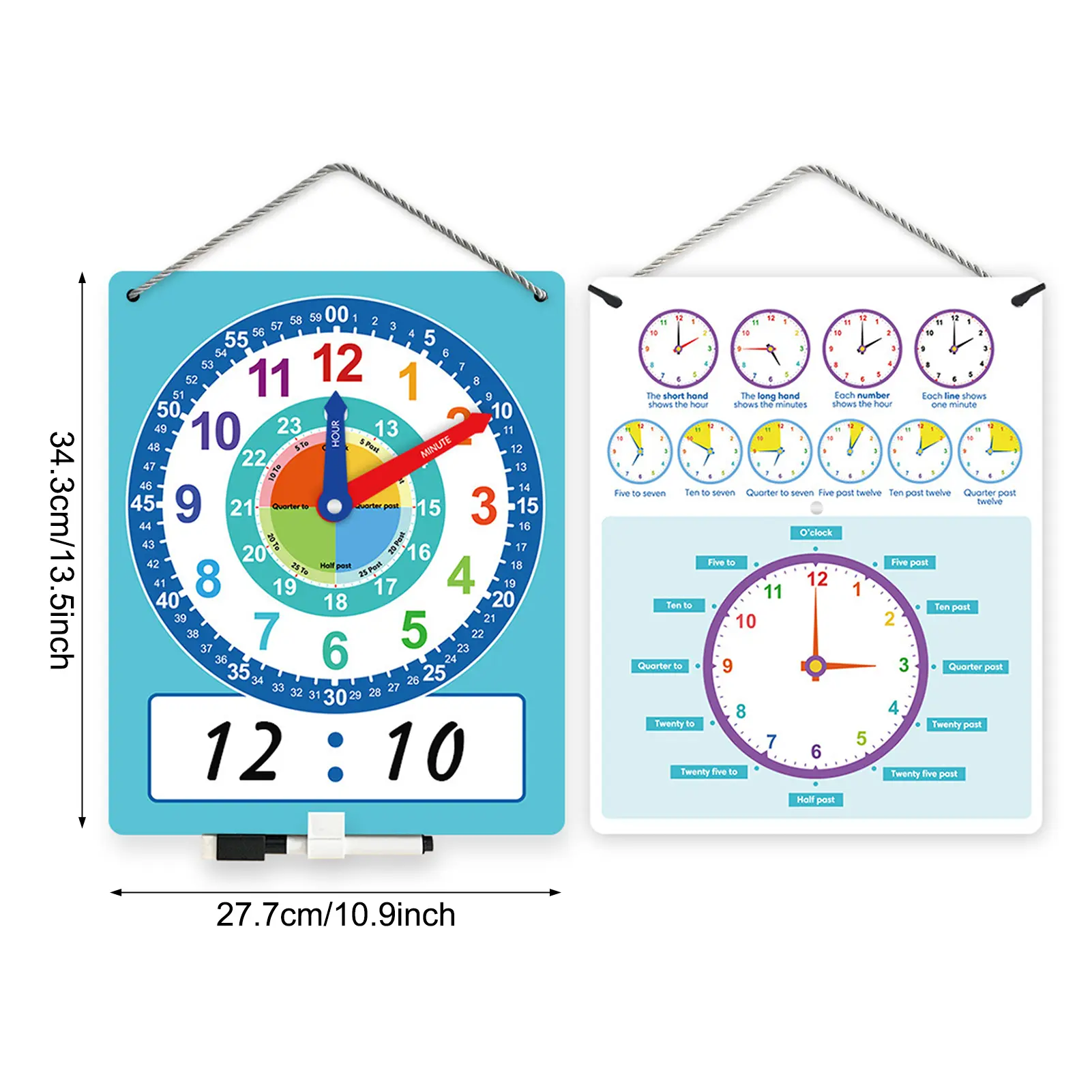Children's Clock Model Primary School Children's Clock Teaching Aids Teaching Time Cognitive Learning Tools Clear Labels