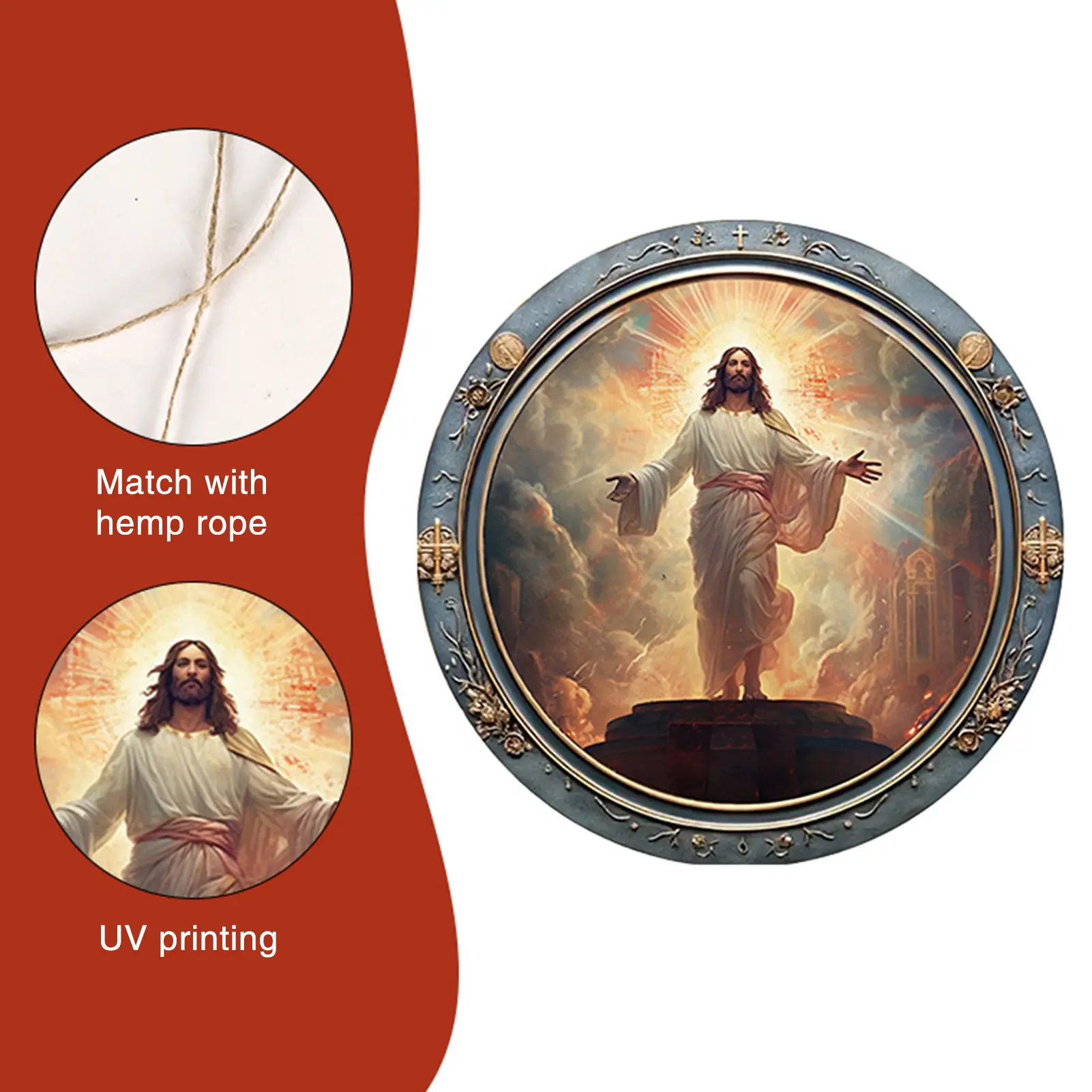 2D Flat Nativity Scene Wooden Christmas Hanging Pendant the Birth of Jesus for Easter Wall Door Sign Indoor Outdoor Decor 20cm