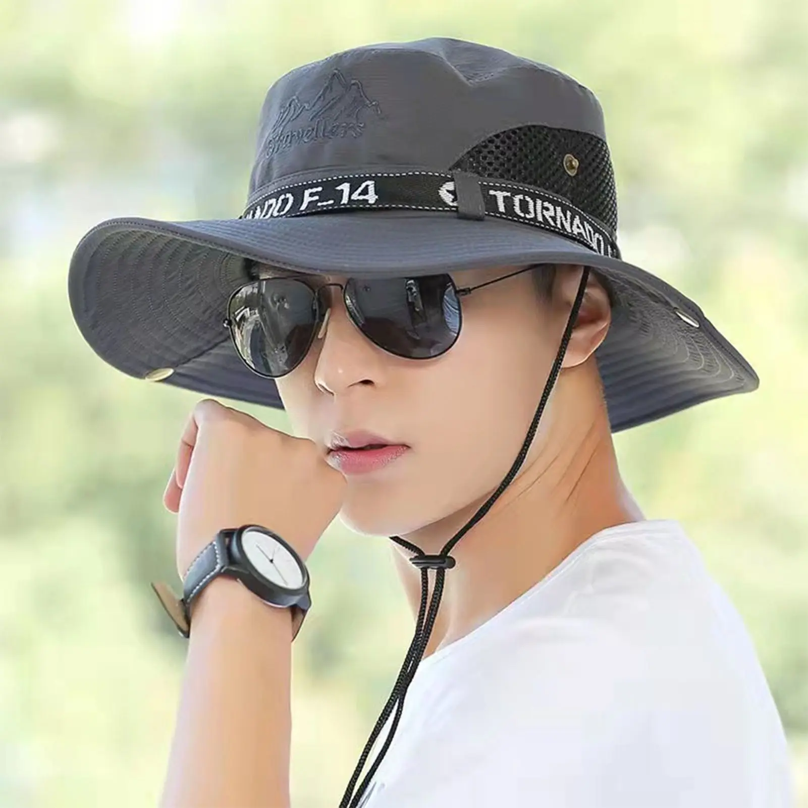 Summer Men Bucket Hat Protection UV Sunscreen Fisherman Hat Summer Sun Protection Fishing Hat Gift for Outdoor Activities