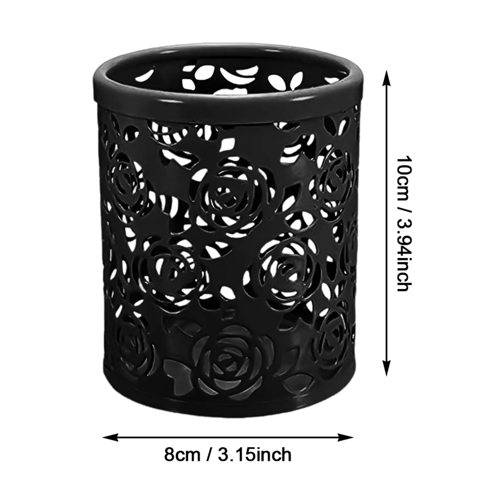 1pc Creative Hollow Rose Pattern Pen Pot Holder Flower Fashion Desktop Cup Makeup Brush Container For Office Home Decoration