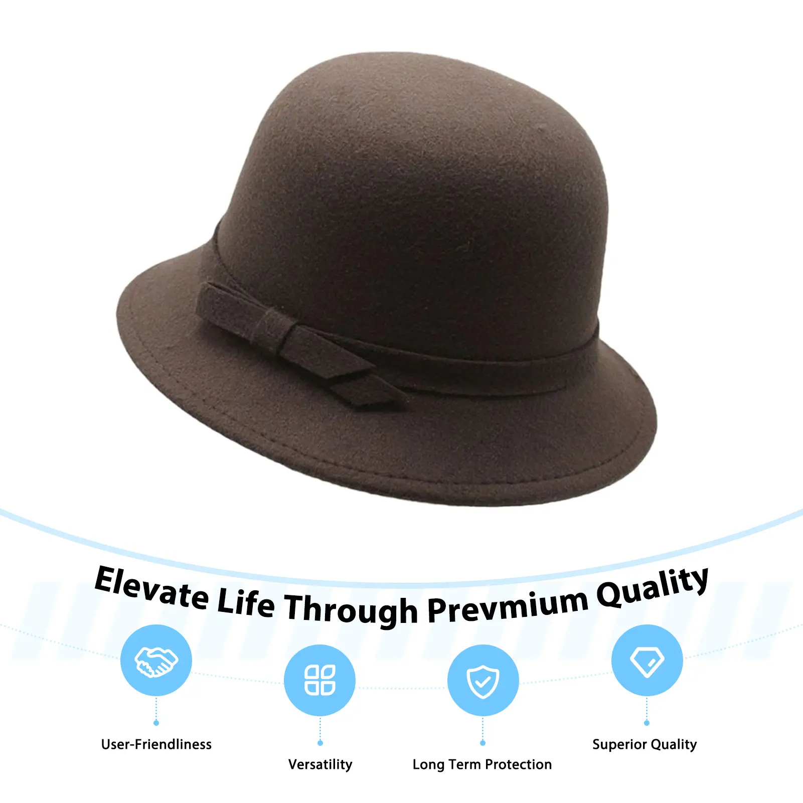 Summer Hats French Warm Bucket Hat Large Brim Bell Crown Flatters Face Shape for Women Daily Commute Vacations Autumn Winter