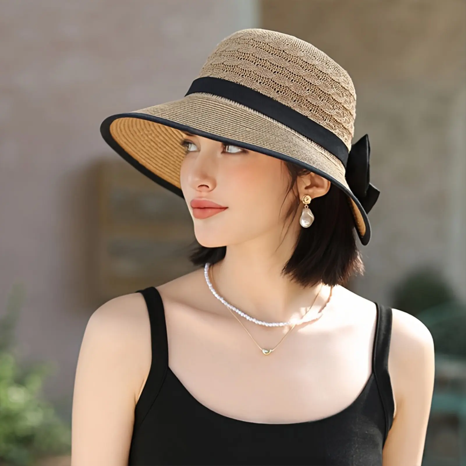 Wide Brim Straw Sun Hat Summer Beach Straw Sun Hat Beach Vacation Sun Protection Sun Hats for Summer Spring Fall Beach Gift