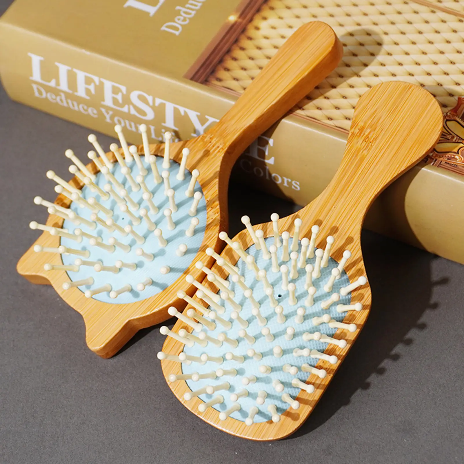 Natural Wooden Paddle Hairbrush Handheld Scalp Massage Air Cushion Hair Comb Anti-static Air Cushion Hair Comb Styling Tools
