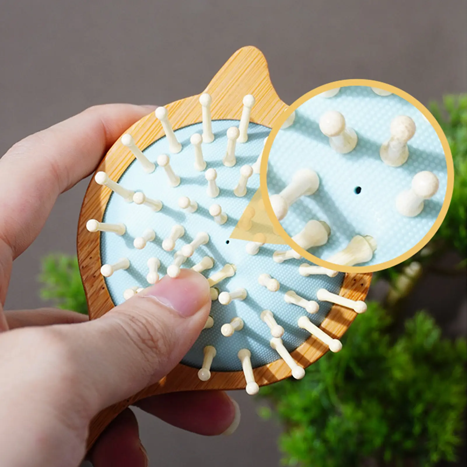Natural Wooden Paddle Hairbrush Handheld Scalp Massage Air Cushion Hair Comb Anti-static Air Cushion Hair Comb Styling Tools