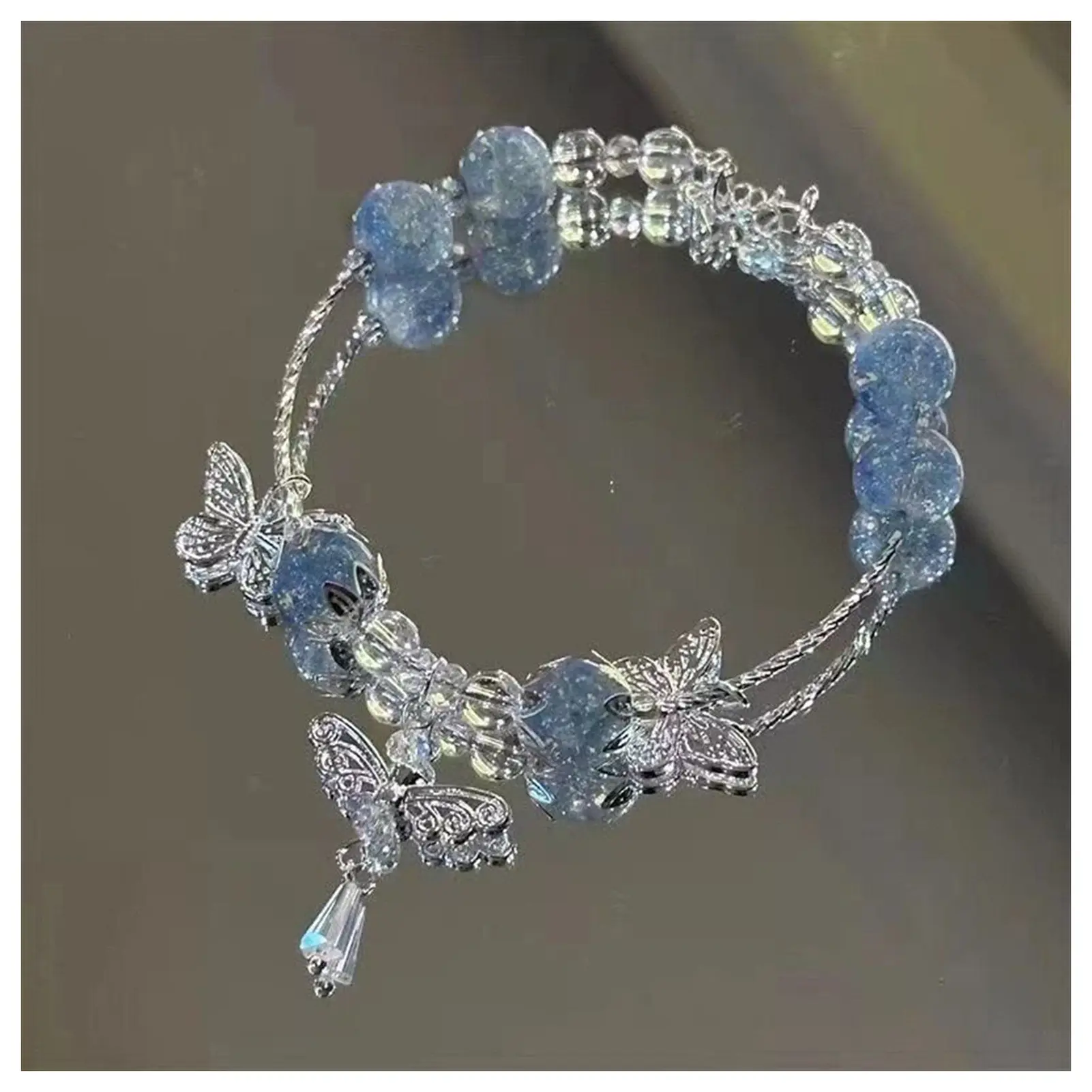 Fashion Bracelet Strand Beads Korean Fashion Jewelry For Women Charm Bracelet Butterfly Hand Decoration Accessories Girls Gift