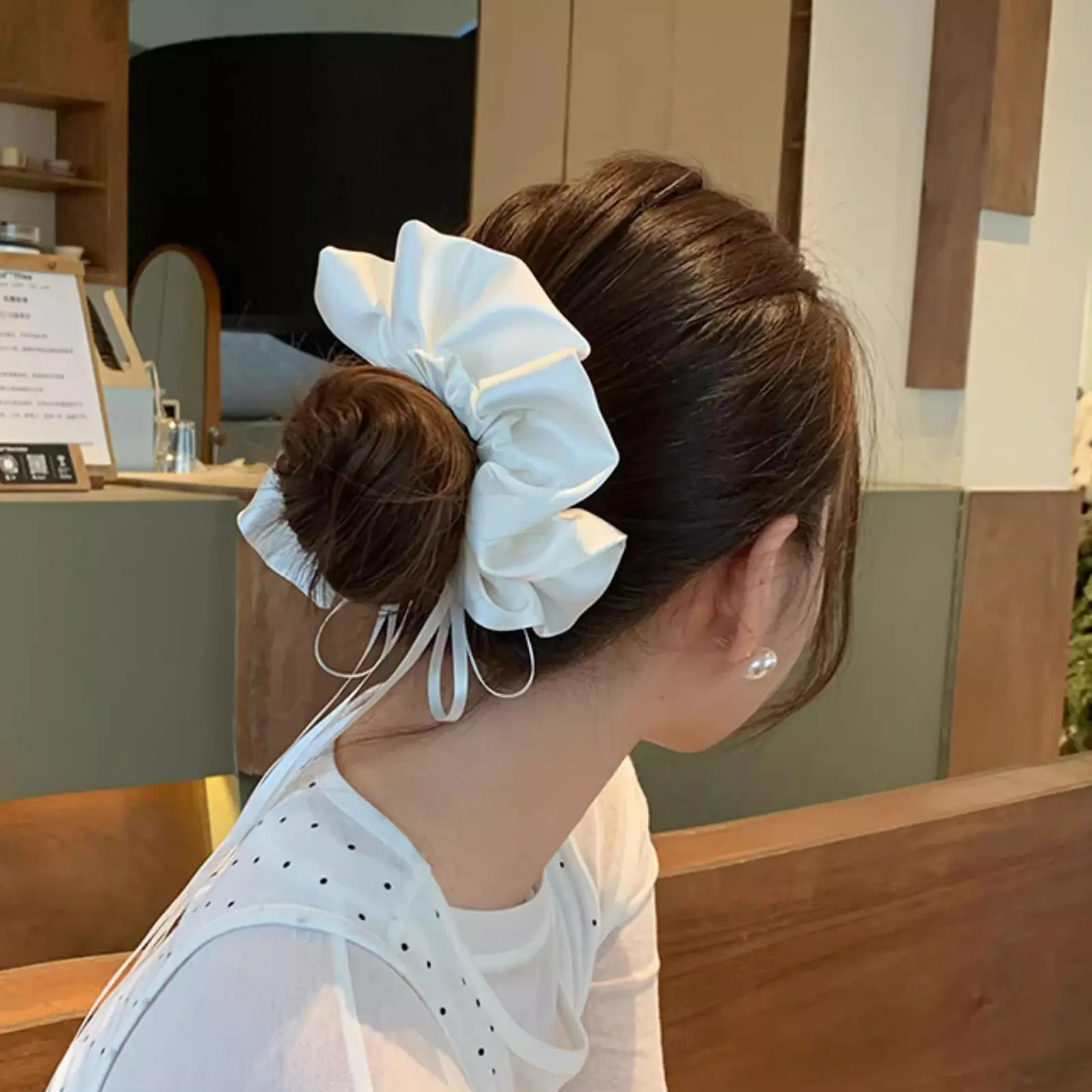 Sweet Hair Band Butterfly French Ballet Cream Girl's Large Intestine Hair Elastic Headdress Ponytail Clip Hair Rope Exquisite
