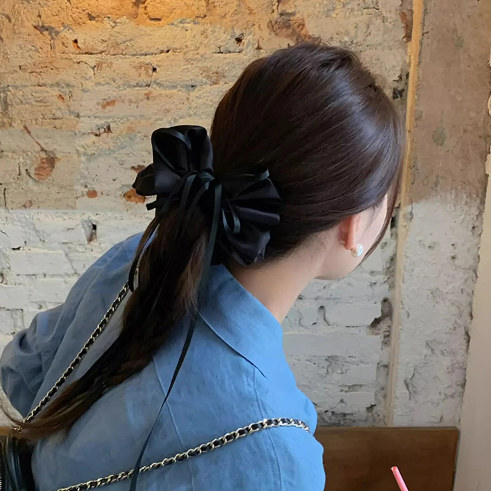 Sweet Hair Band Butterfly French Ballet Cream Girl's Large Intestine Hair Elastic Headdress Ponytail Clip Hair Rope Exquisite