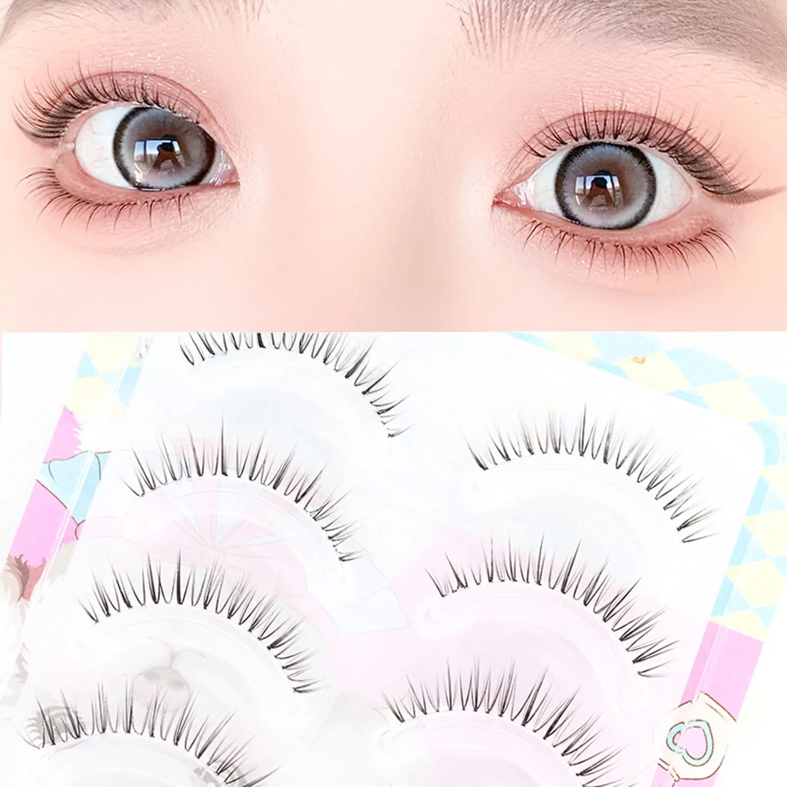 False Eyelashes Natural Look Full Strip Lashes Daily Spiky Wispy Thick Eye Lash for Eye-Lifting Effect DIY Makeup Use Tool