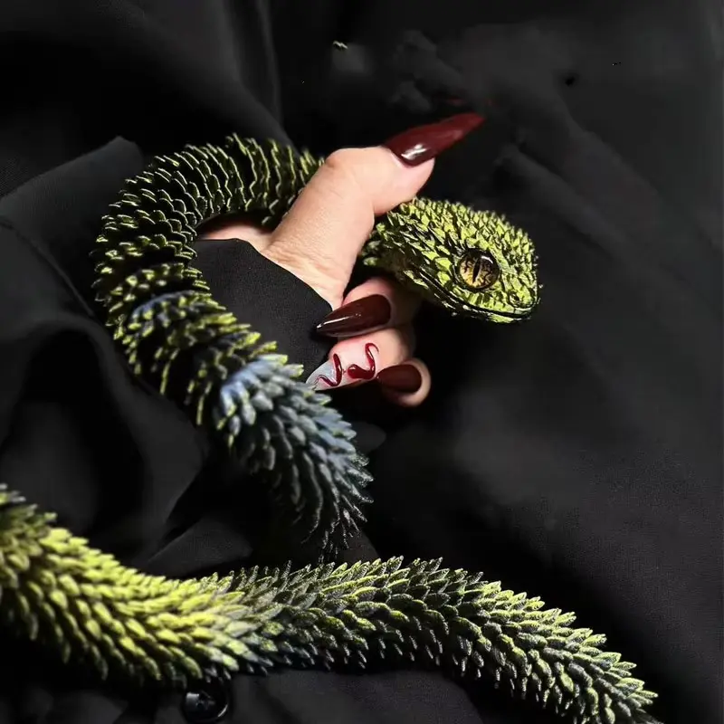 45cm 3D Printed Snake Toys Magic Colorful Animals Figurine Flexible Viper Rotatable Joints Snake Ornament New Year Gift for Kids