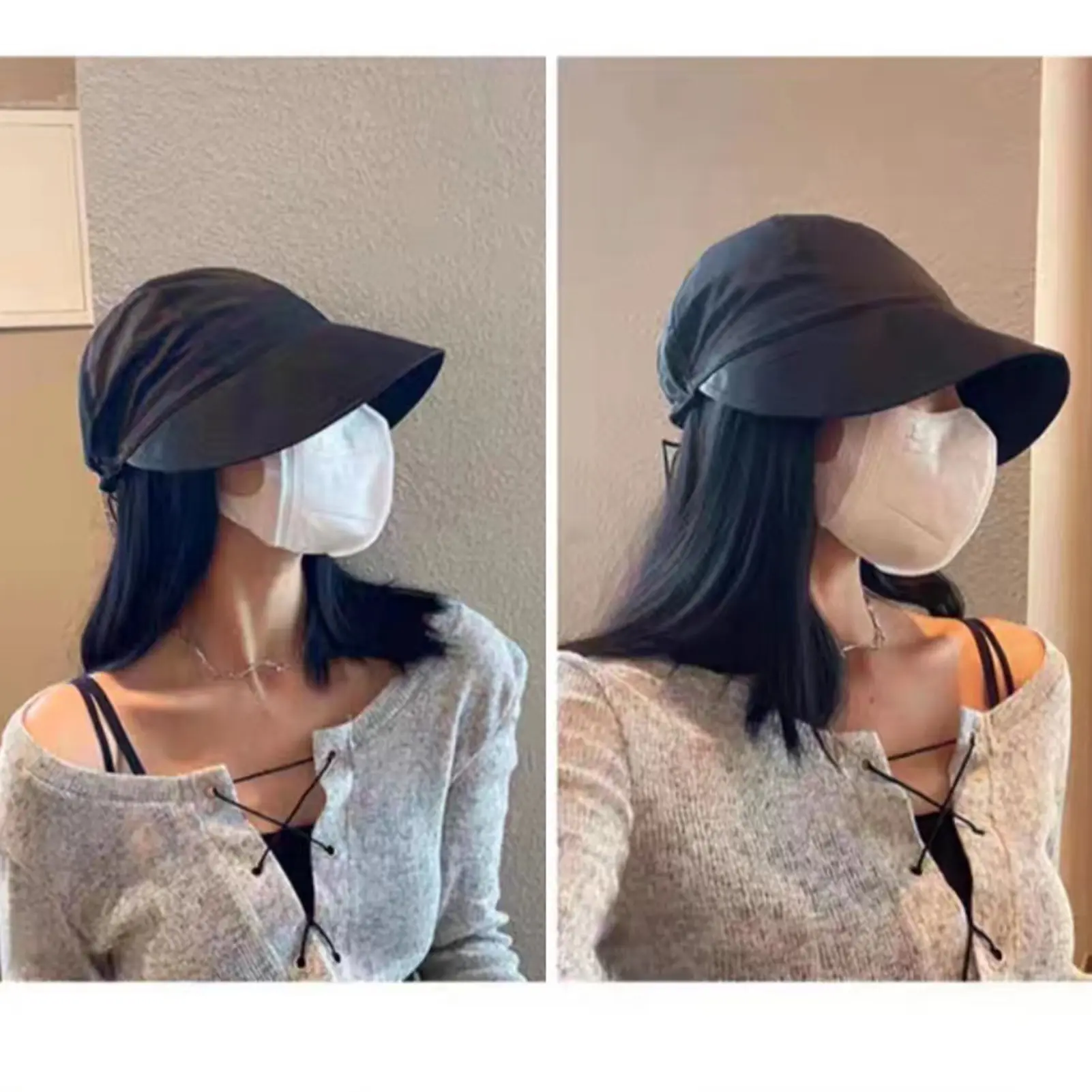 Womens Summer Sun Hat Womens Men's Baseball Cap Adjustable Foldable Drawstring Fisherman's Hat for Outdoor Fising Camping