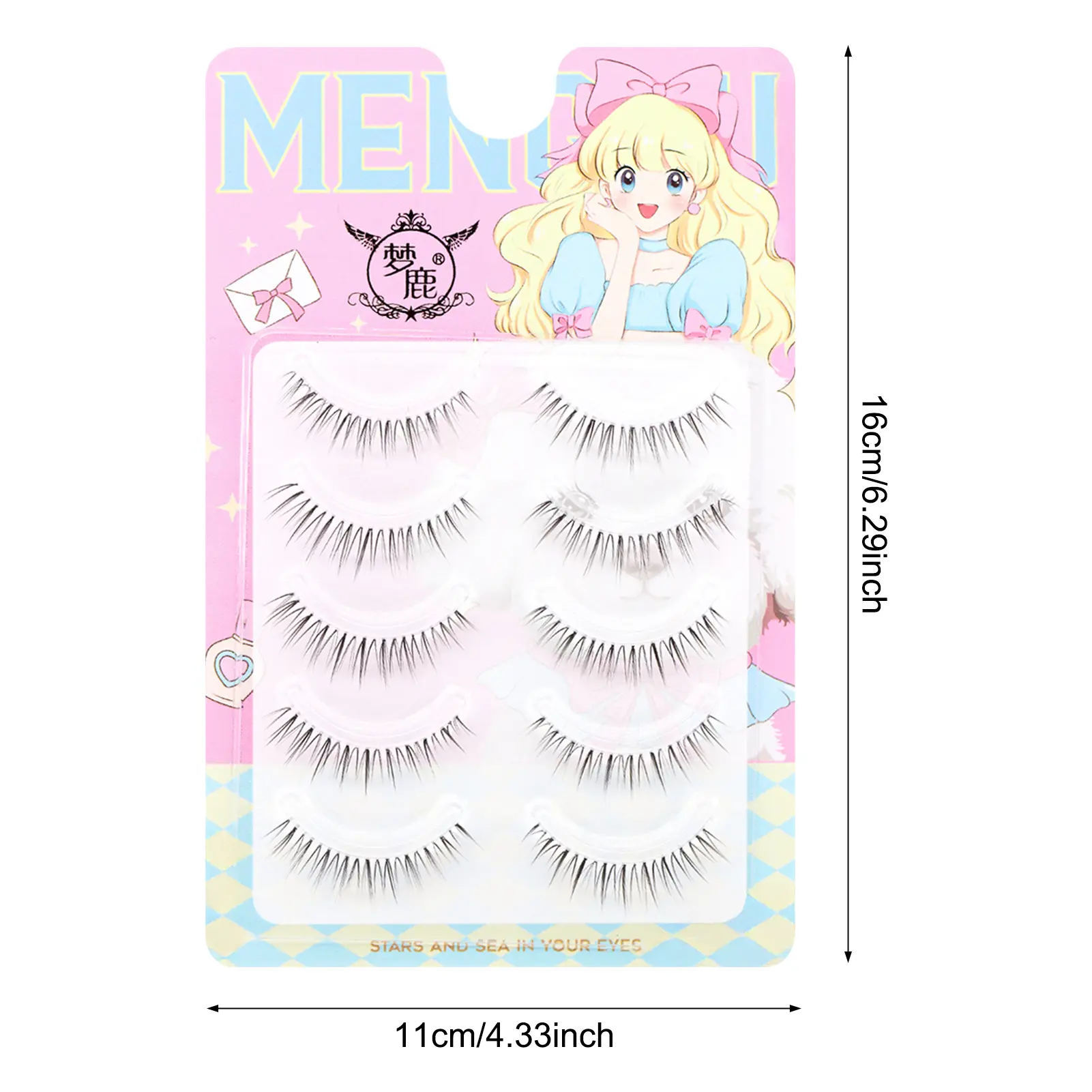 False Eyelashes Natural Look Full Strip Lashes Daily Spiky Wispy Thick Eye Lash for Eye-Lifting Effect DIY Makeup Use Tool